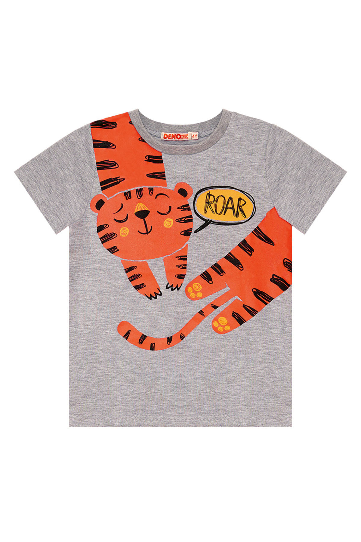 Denokids-طقم صيفي للأولاد - تي شيرت Roar Tiger Orange وشورت Capri 5