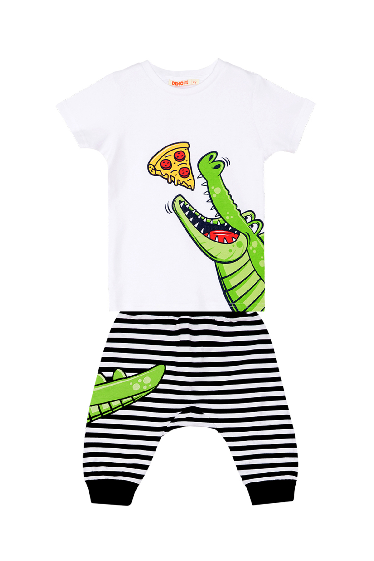 Denokids-Pizza Crocodile Boy T-shirt Capri Shorts Σετ 3