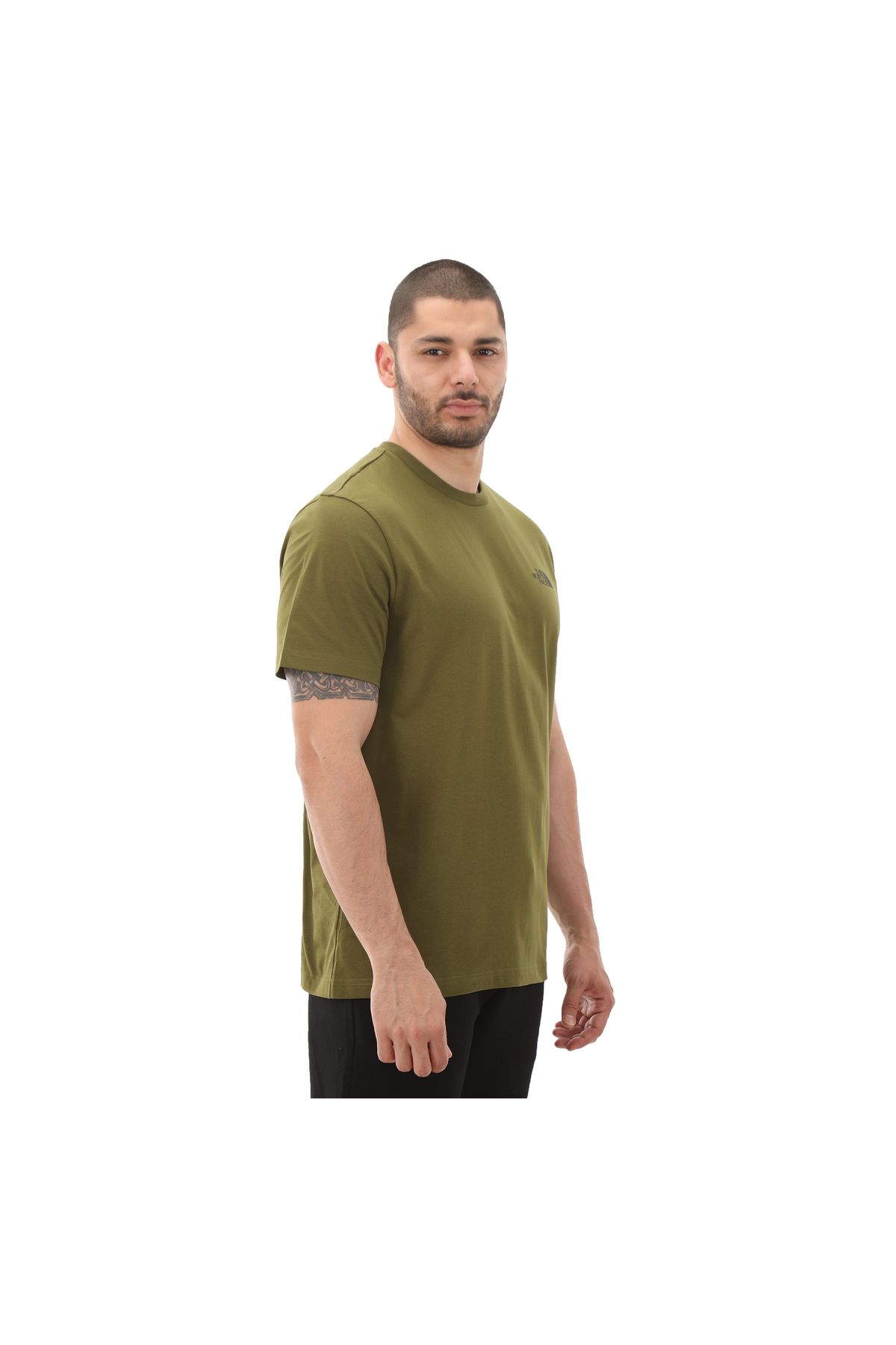THE NORTH FACE-F0A87NGPIB1-R The North Face M S-S Ανδρικό μπλουζάκι με απλό καπό πράσινο 3