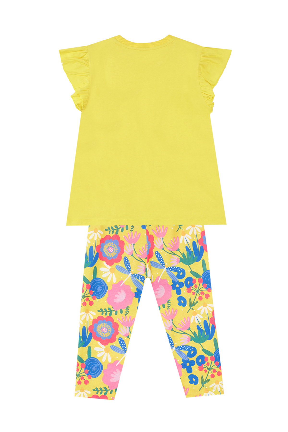 MSHB&G-Yellow Floral Print Frilly T-Shirt and Leggings Set for Girls 4