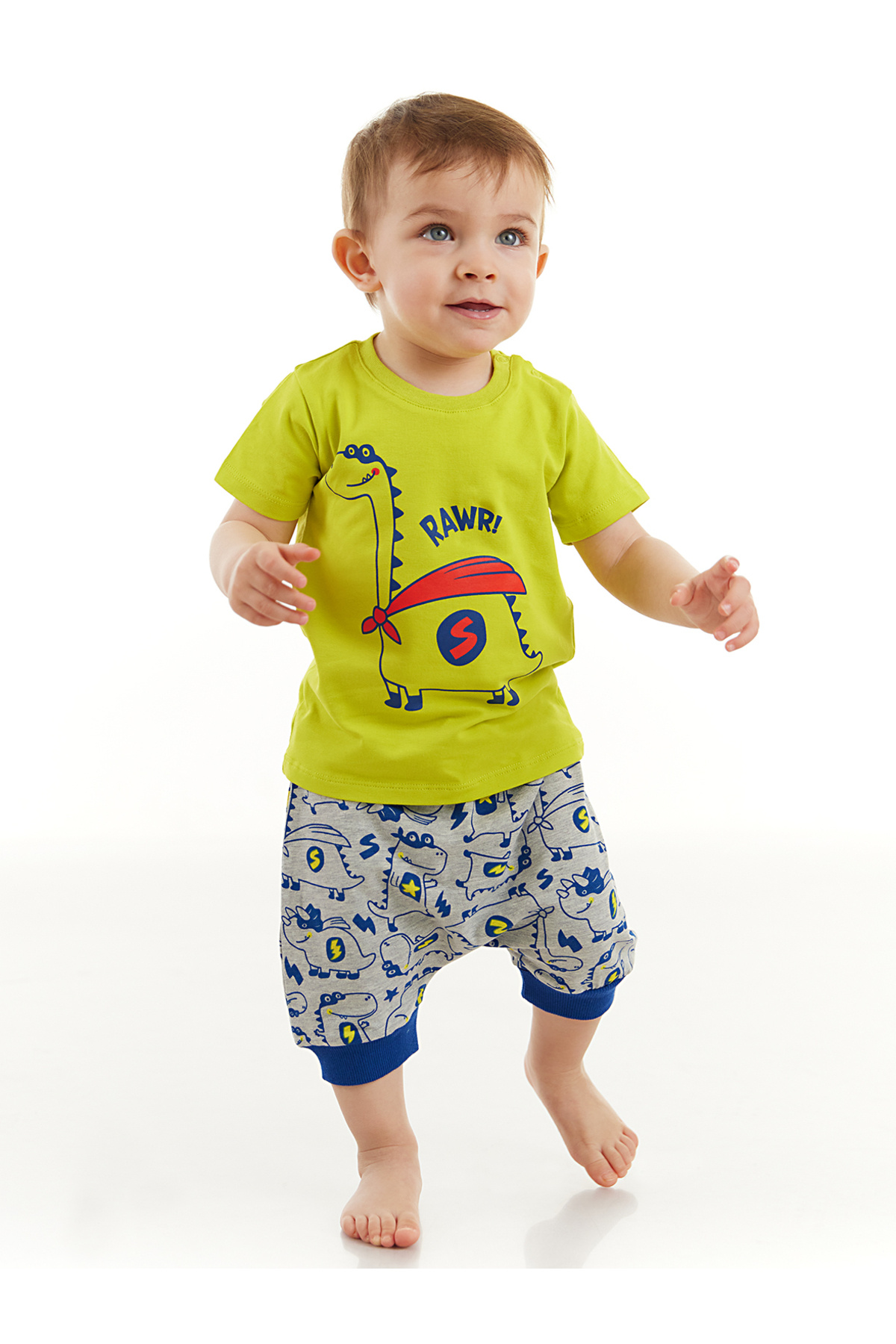 Denokids-Super Dino Baby Boy T-shirt Capri Shorts Set 1