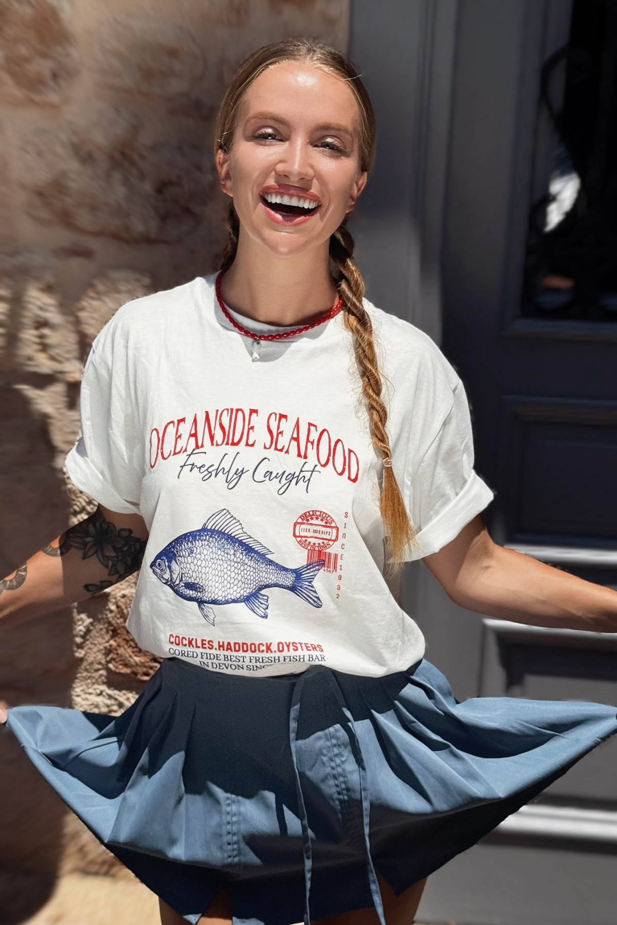 Le'Sluette Unisex Oversize Balık (Oceansea) Baskılı %100 Pamuk T-Shirt Yüksek Kalite görsel 4