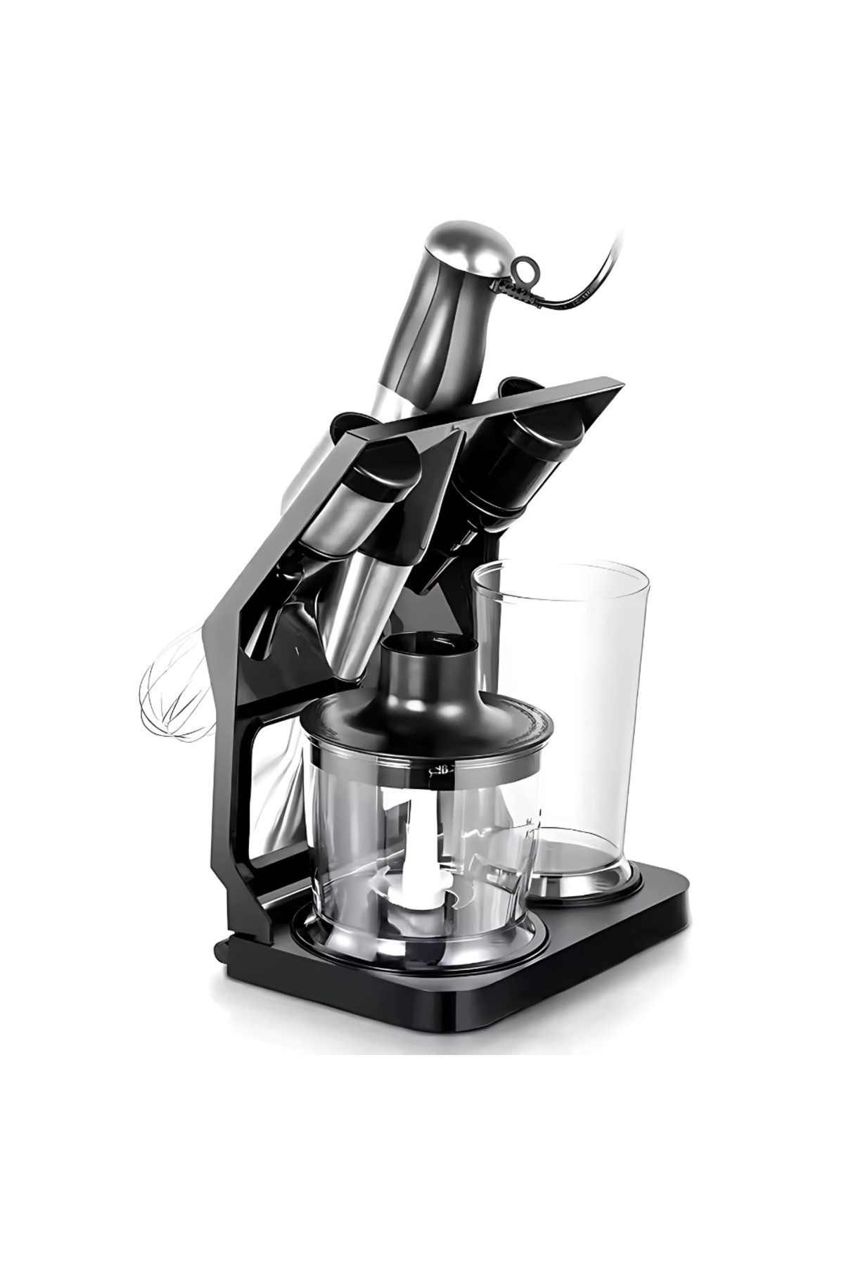 Blasko-Blender Vertical 5 in 1, 500W, 4 Lame Inox, 2 Recipiente, Tel, Suport Depozitare 3