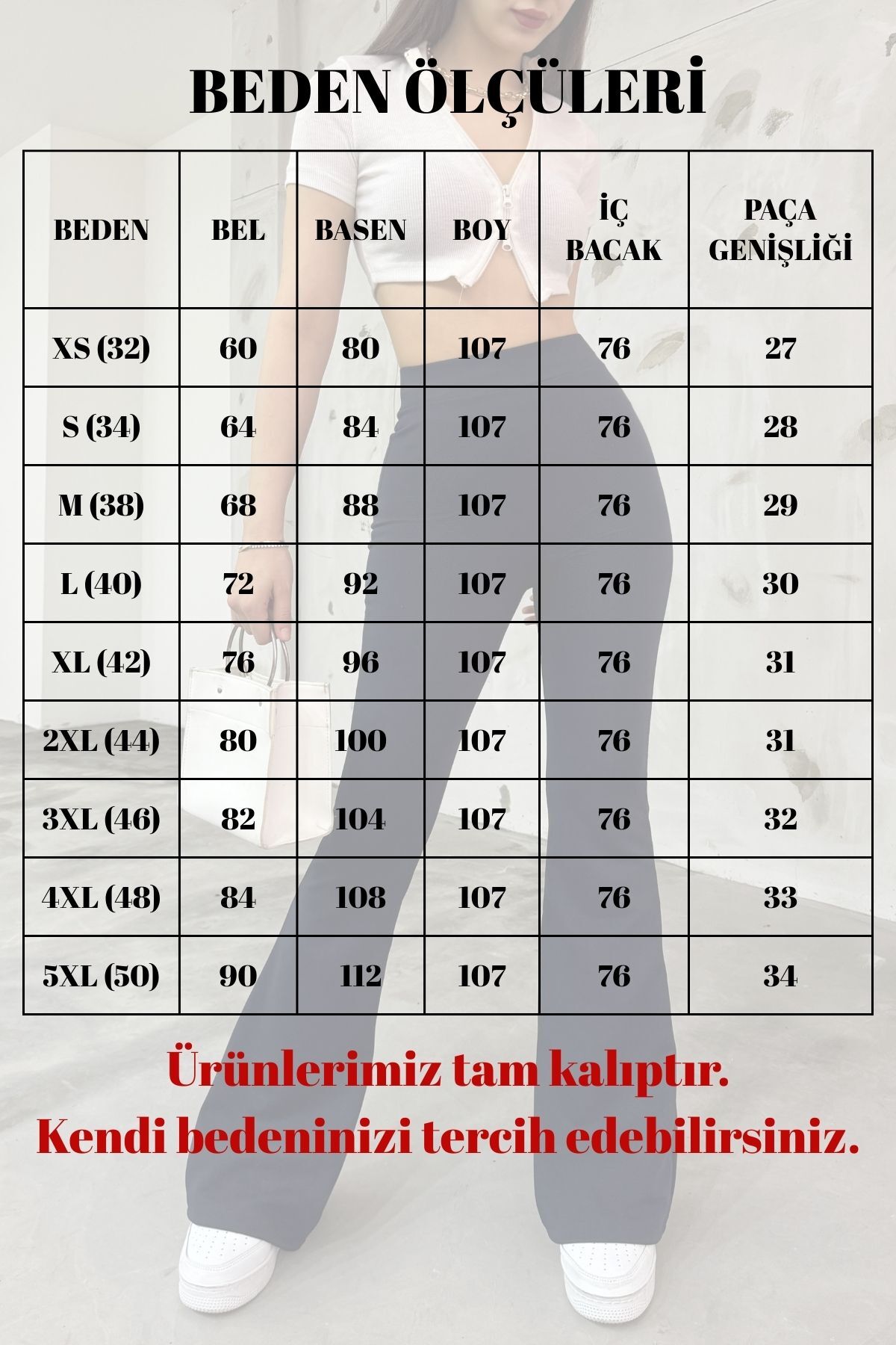 CNRCollection  Kadın Lacivert Esnek Likralı Yüksek Bel İç Göstermez Toparlayıcı İspanyol Paça Tayt Pantolon - Görsel 3