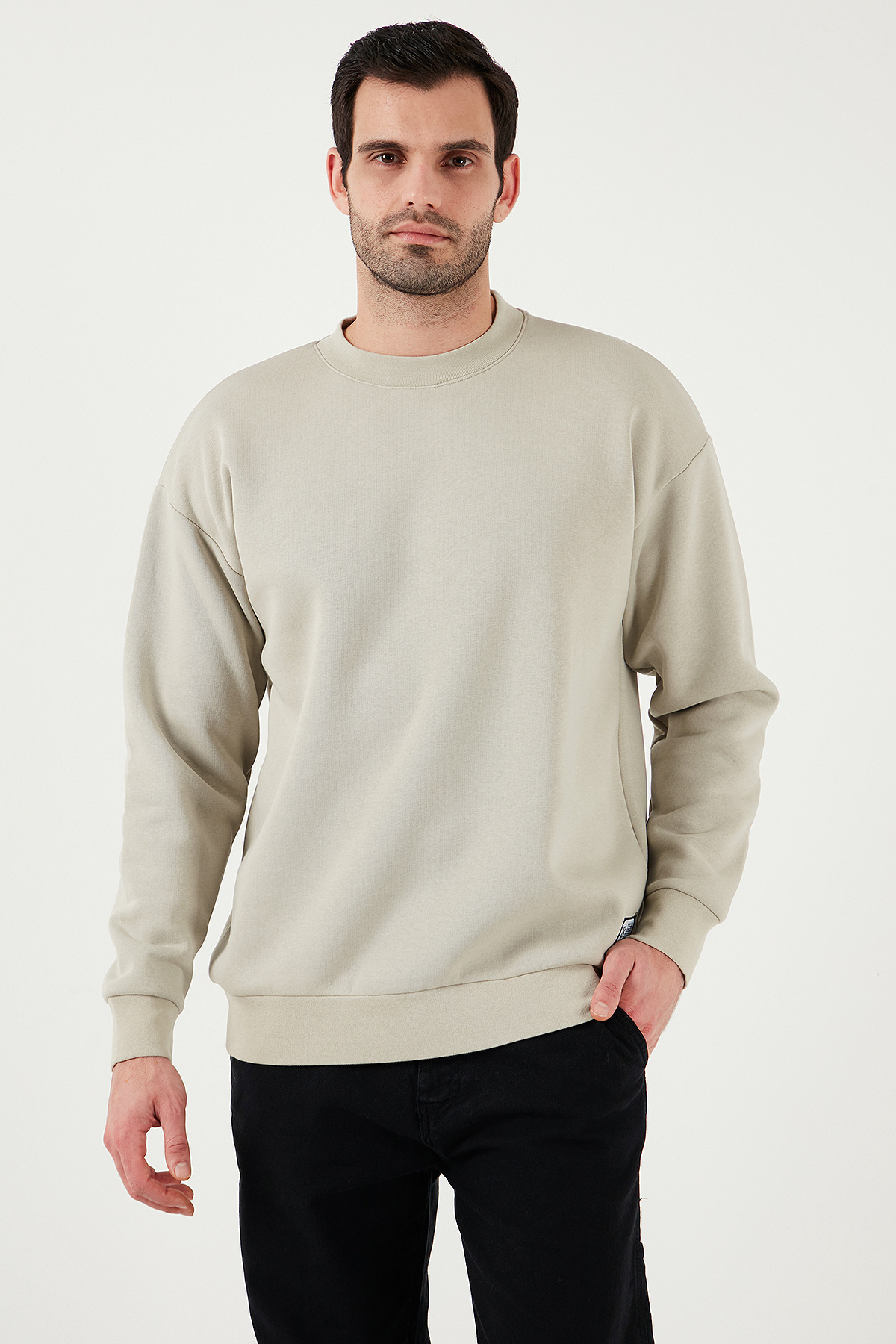 Buratti-Sweat pentru bărbați, cu croială obișnuită, cu gâtul rotund, din bumbac, cu blană în interior 5905255 6