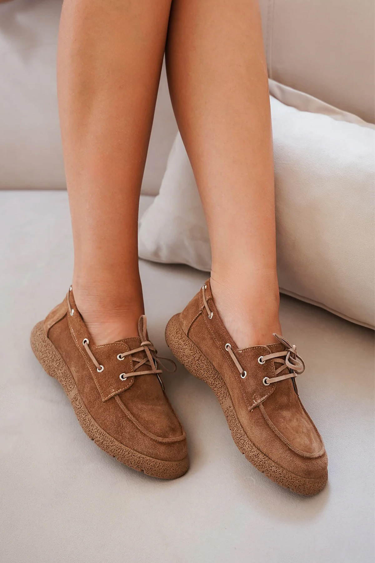 Marjin-Dámské boty pro volný čas z pravé kůže Enita Camel 6