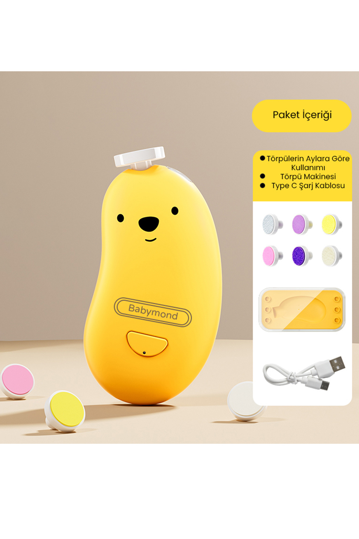 Babymond Cute Bear Bebek & Anne Elektrikli Işıklı Tırnak Törpüsü (6 Başlıklı)