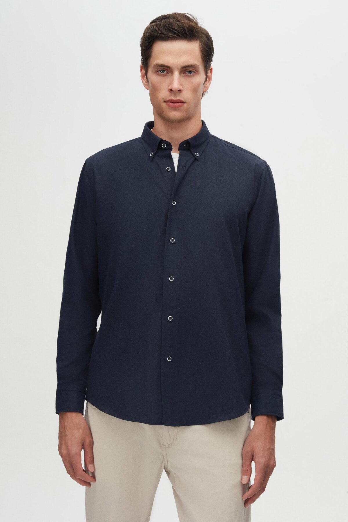 D'S Damat Ds Damat Regular Fit Lacivert Düz Kışlık Flanel Gömlek — سرمه‌ای 7HC02ORT13265