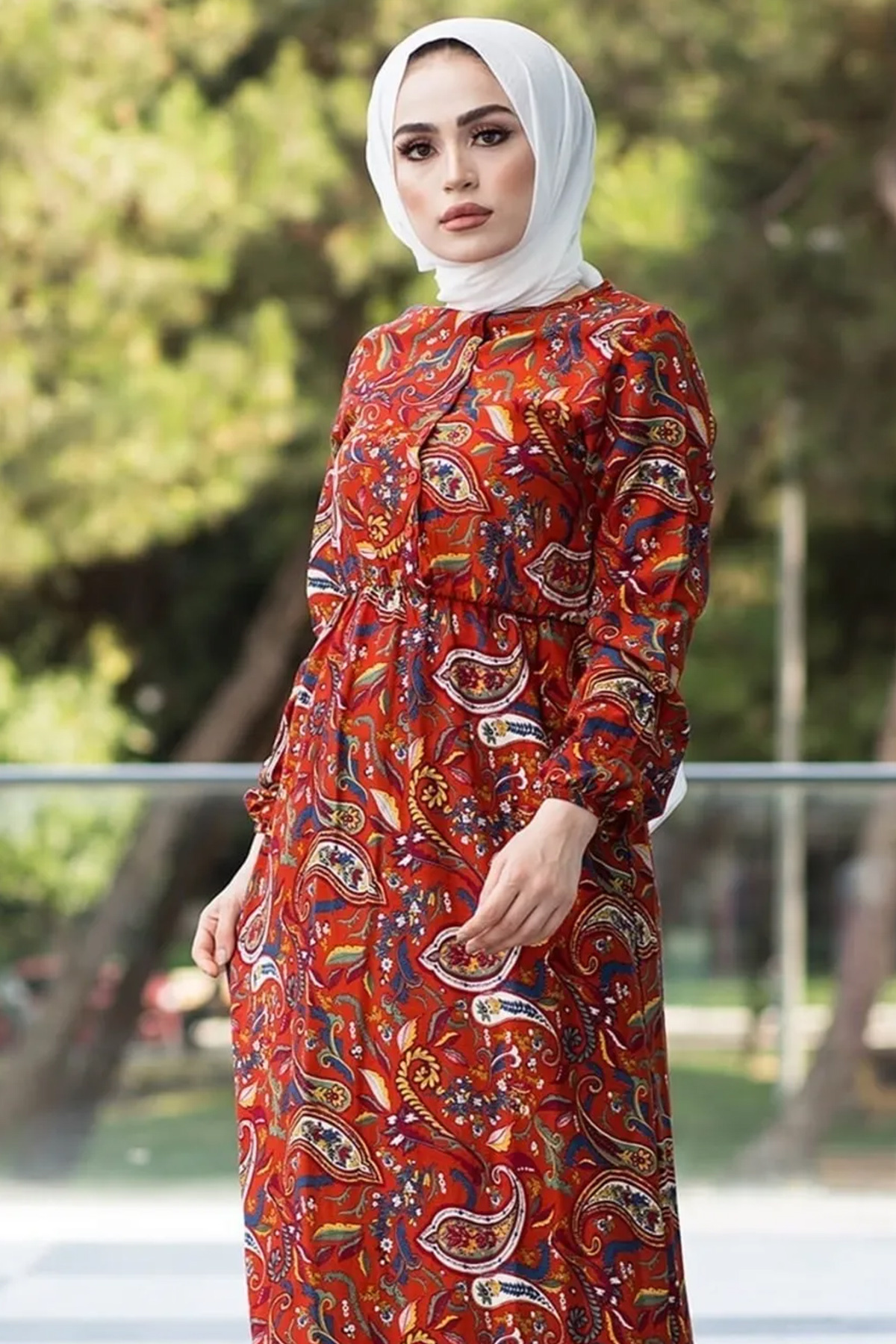 InStyle-Φόρεμα Hijab με σχέδιο σάλι - Πλακάκι 5