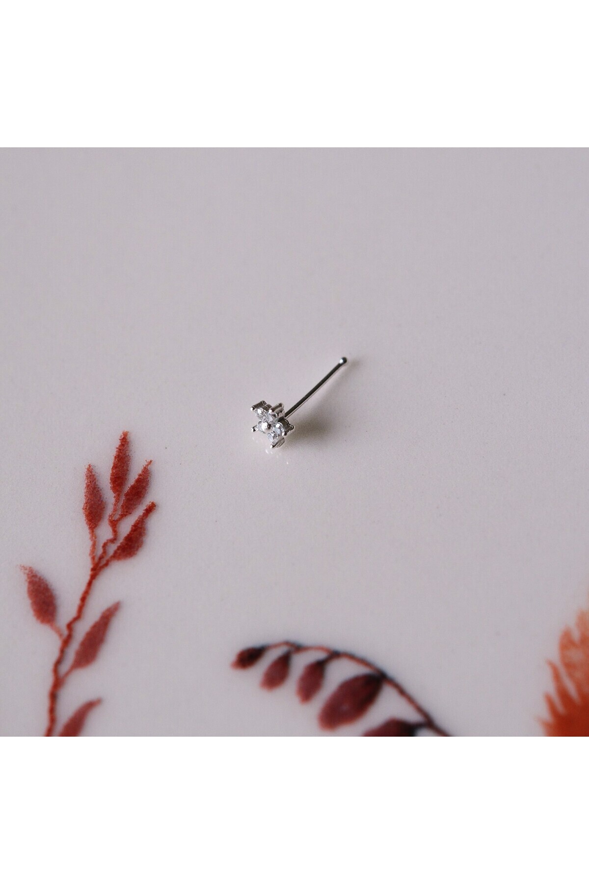 Heppii 925 Ayar Gümüş Çiçek Hızma Burun Piercing görsel 4