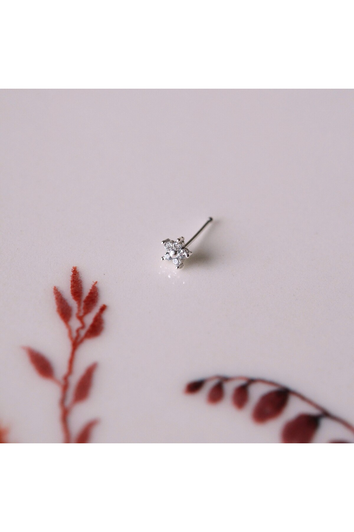 Heppii 925 Ayar Gümüş Çiçek Hızma Burun Piercing görsel 3