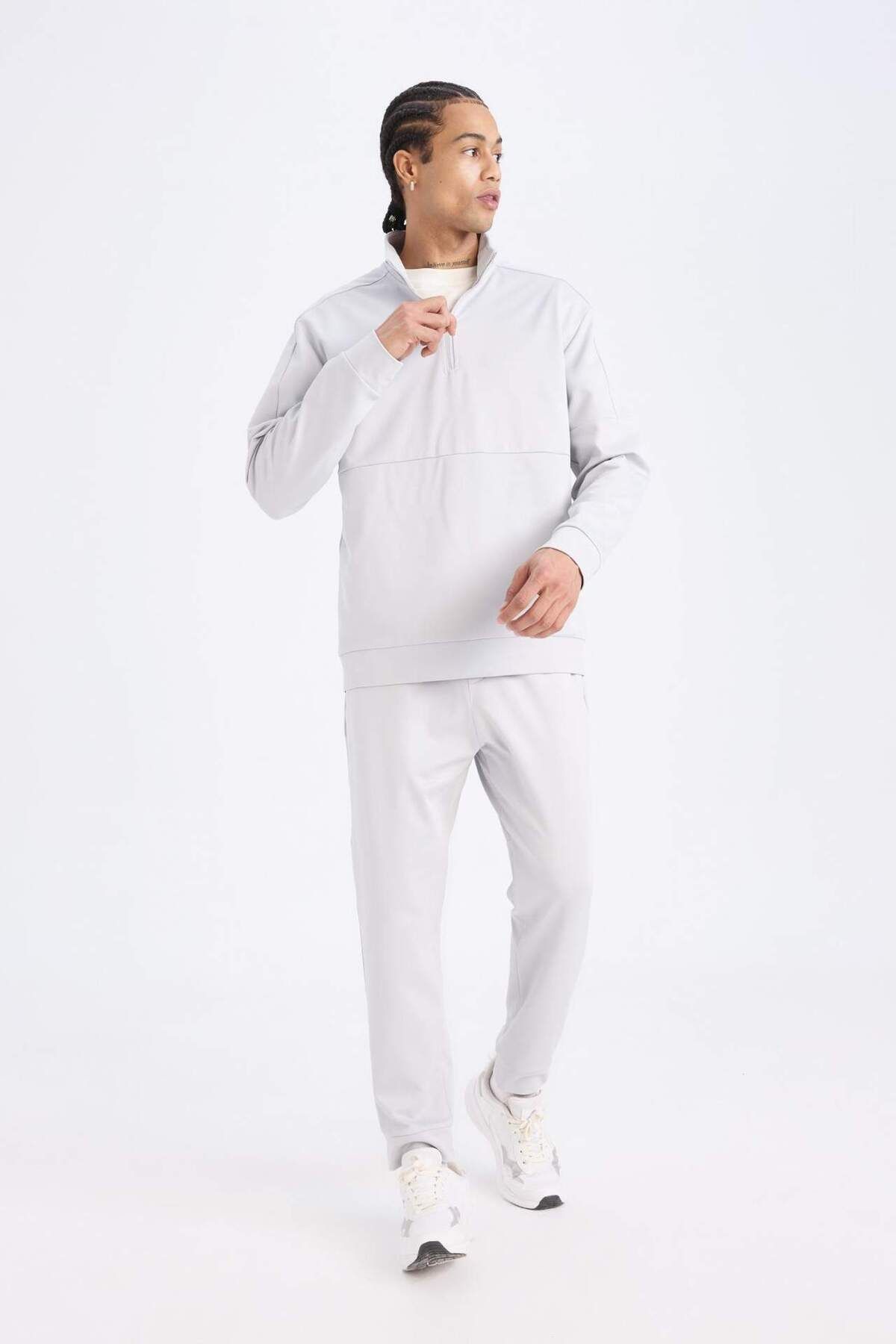 DeFacto-بنطال رياضي DeFactoFit Sportsman Standard Fit Jogger مع قماش غواص سكوبا ناعم من الداخل D7308AX25SP 5