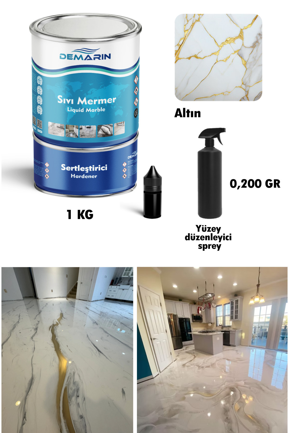 Bicomponent Solvent-Free Liquid Marble Liquid Marble (Countertop, Floor Paint)