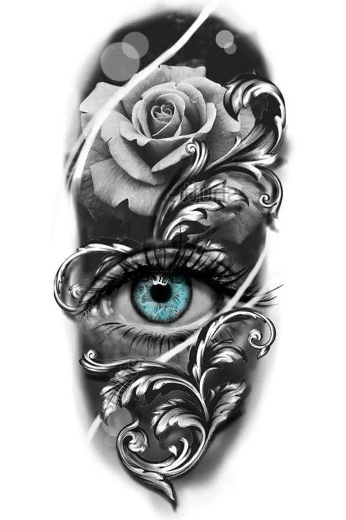 HEDİYEVİM Geçici Göz Ve Gül Figürlü Dövme Tattoo