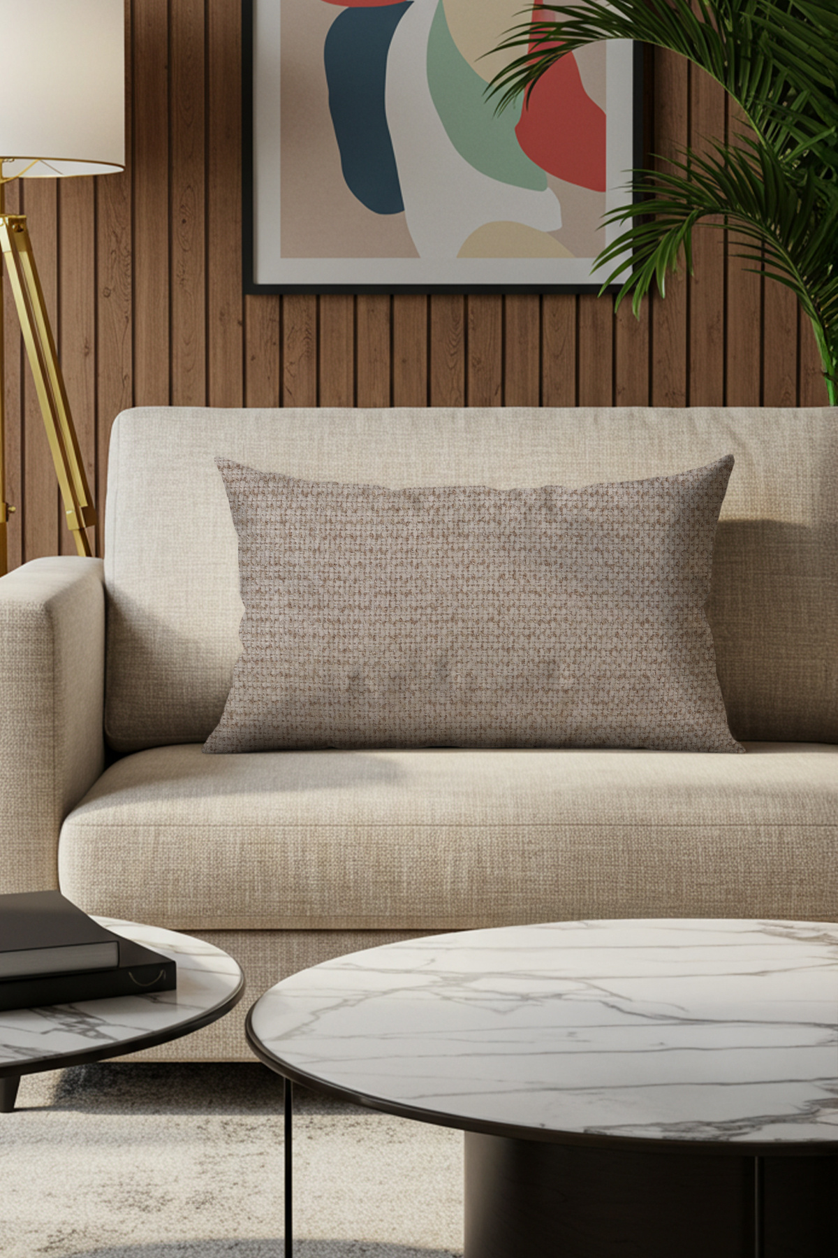 Sezyon-Aurea Patterned 40X60 Beige Throw Pillow Case 1