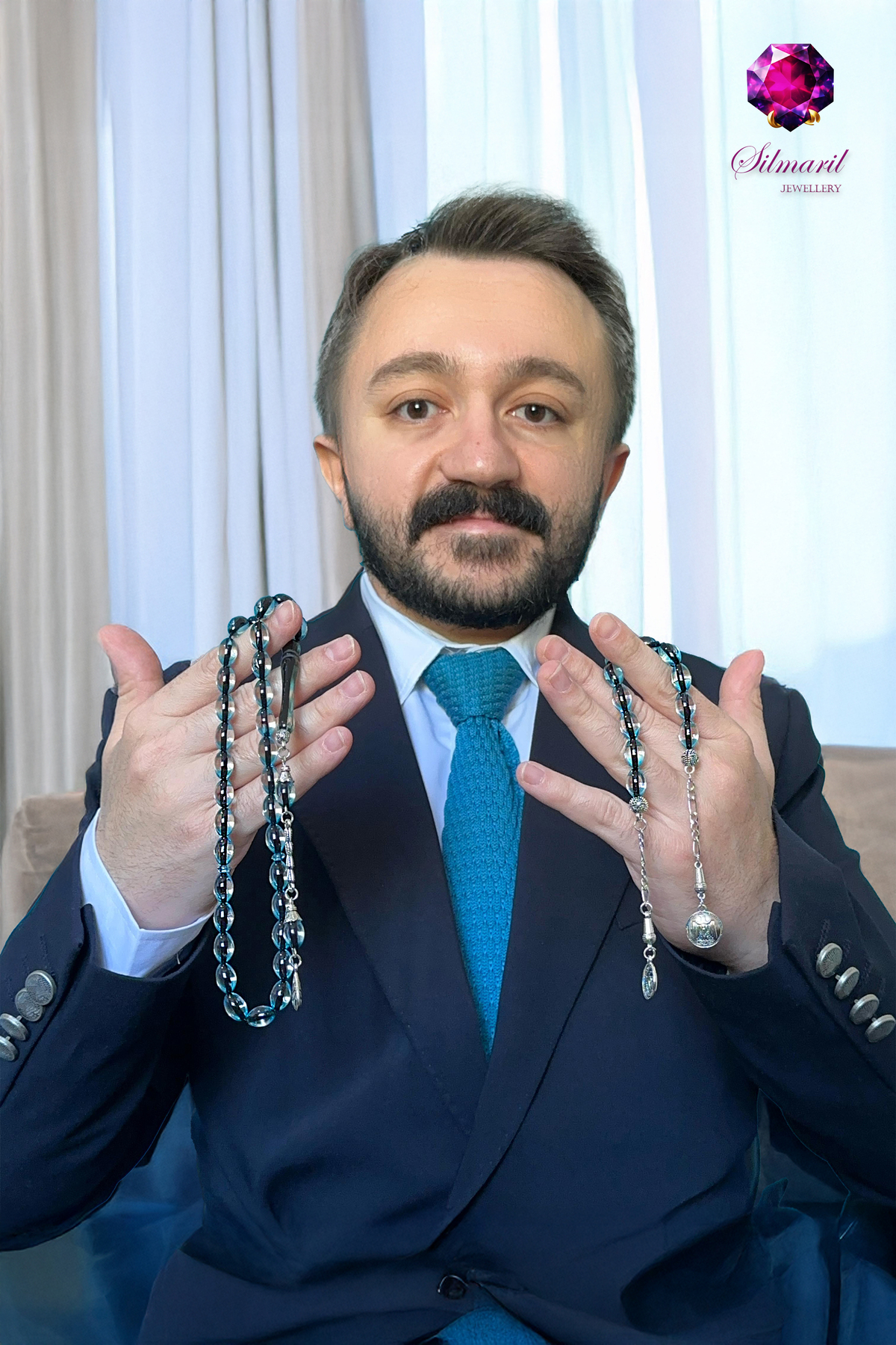 Sürmeli Kehribar Tespih Koleksiyonu - Mavi & Kırmızı - Tekli, Zaza ve Set Modelleri - Modern Şık — Silmaril Store (7)