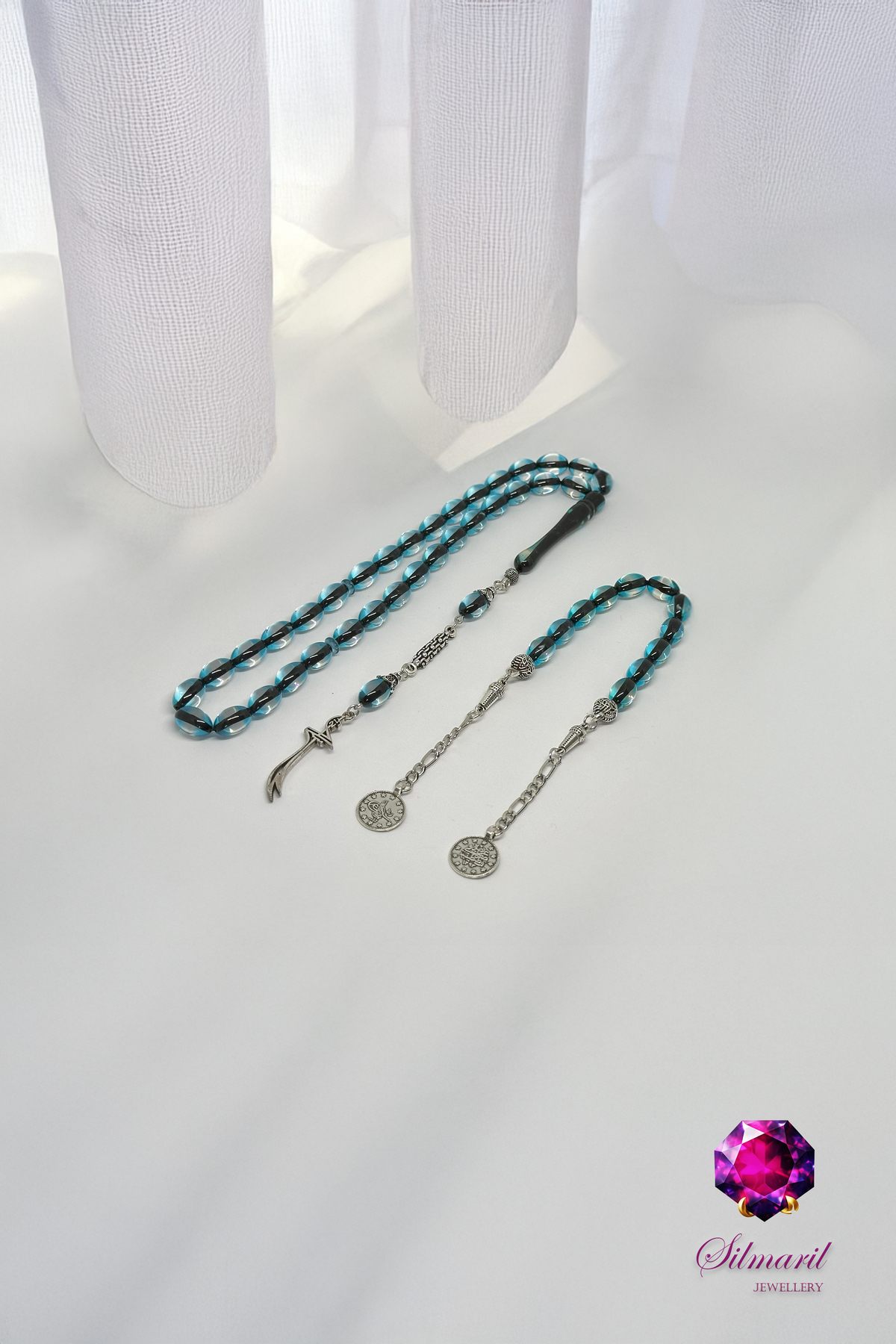 Sürmeli Kehribar Tespih Koleksiyonu - Mavi & Kırmızı - Tekli, Zaza ve Set Modelleri - Modern Şık — Silmaril Store (3)