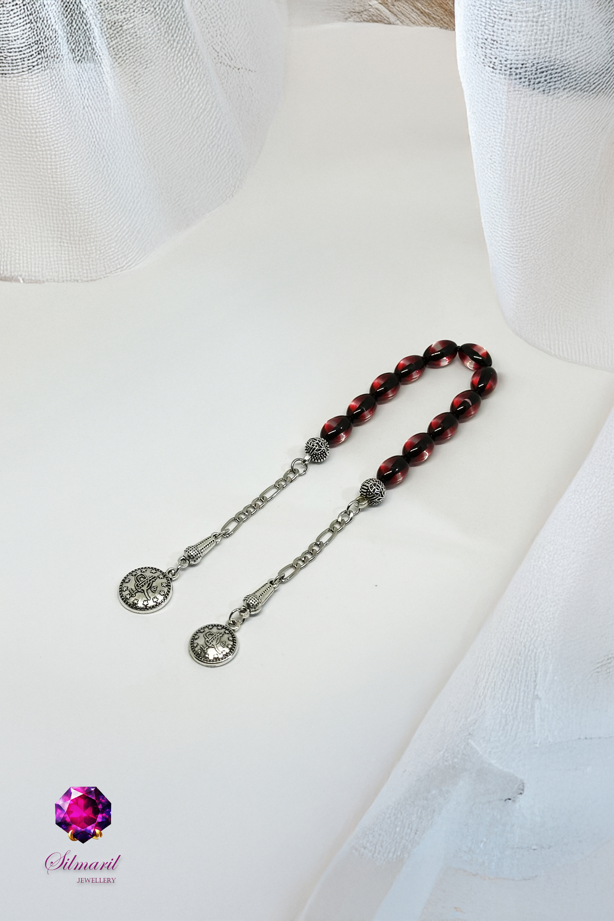 Sürmeli Kehribar Tespih Koleksiyonu - Mavi & Kırmızı - Tekli, Zaza ve Set Modelleri - Modern Şık — Silmaril Store (3)