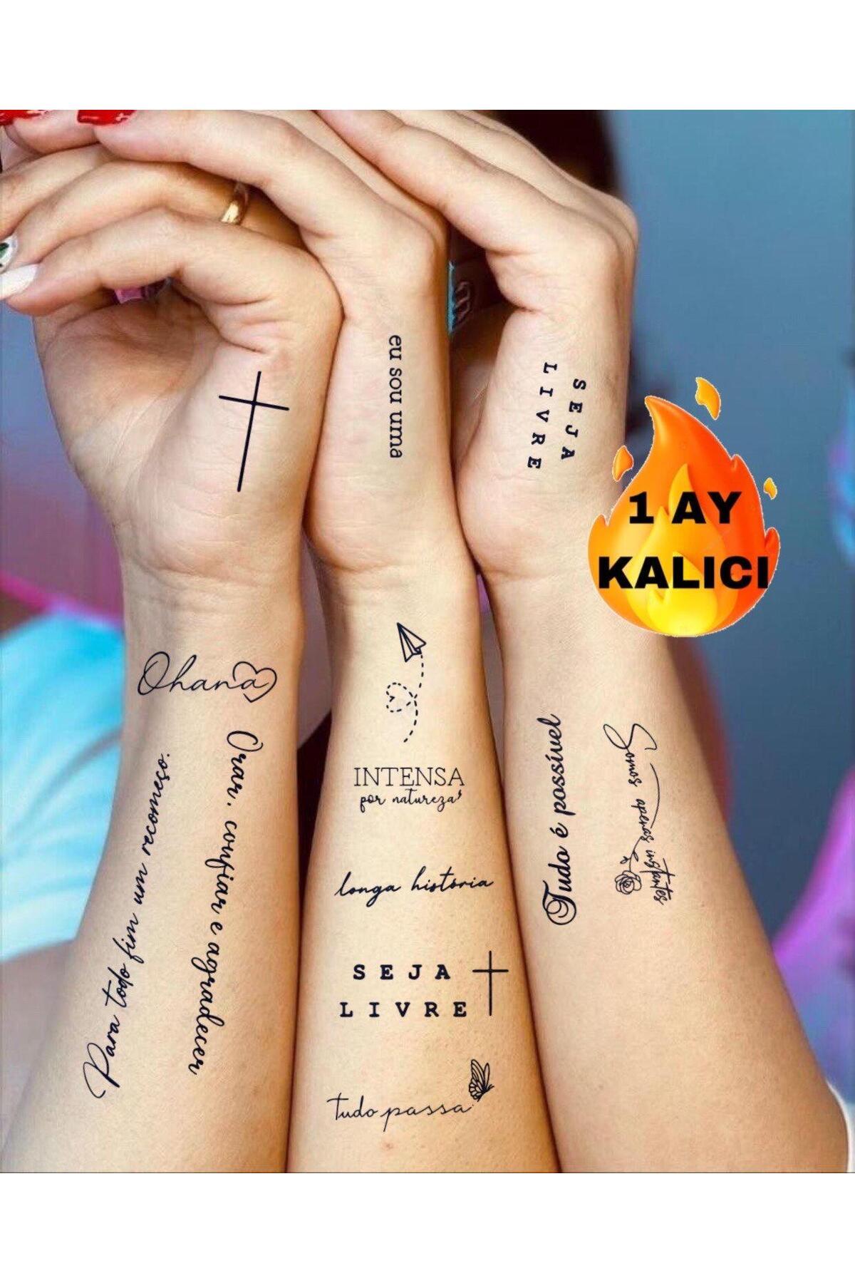 Mecit Tuhafiye 1 AY KALICI MİNİMAL YAZILAR KOL BİLEK VUCUT İÇİN GEÇİCİ DÖVME