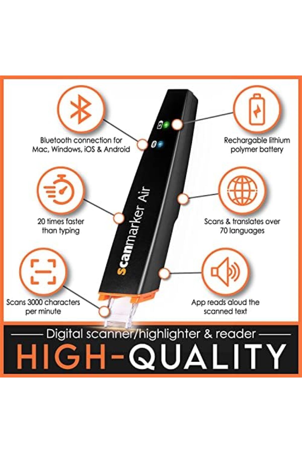 scanmarker-Air Pen Scanner - OCR Digital Highlighter and Reader - Wireless (Mac Win iOS Android) (Bl 8