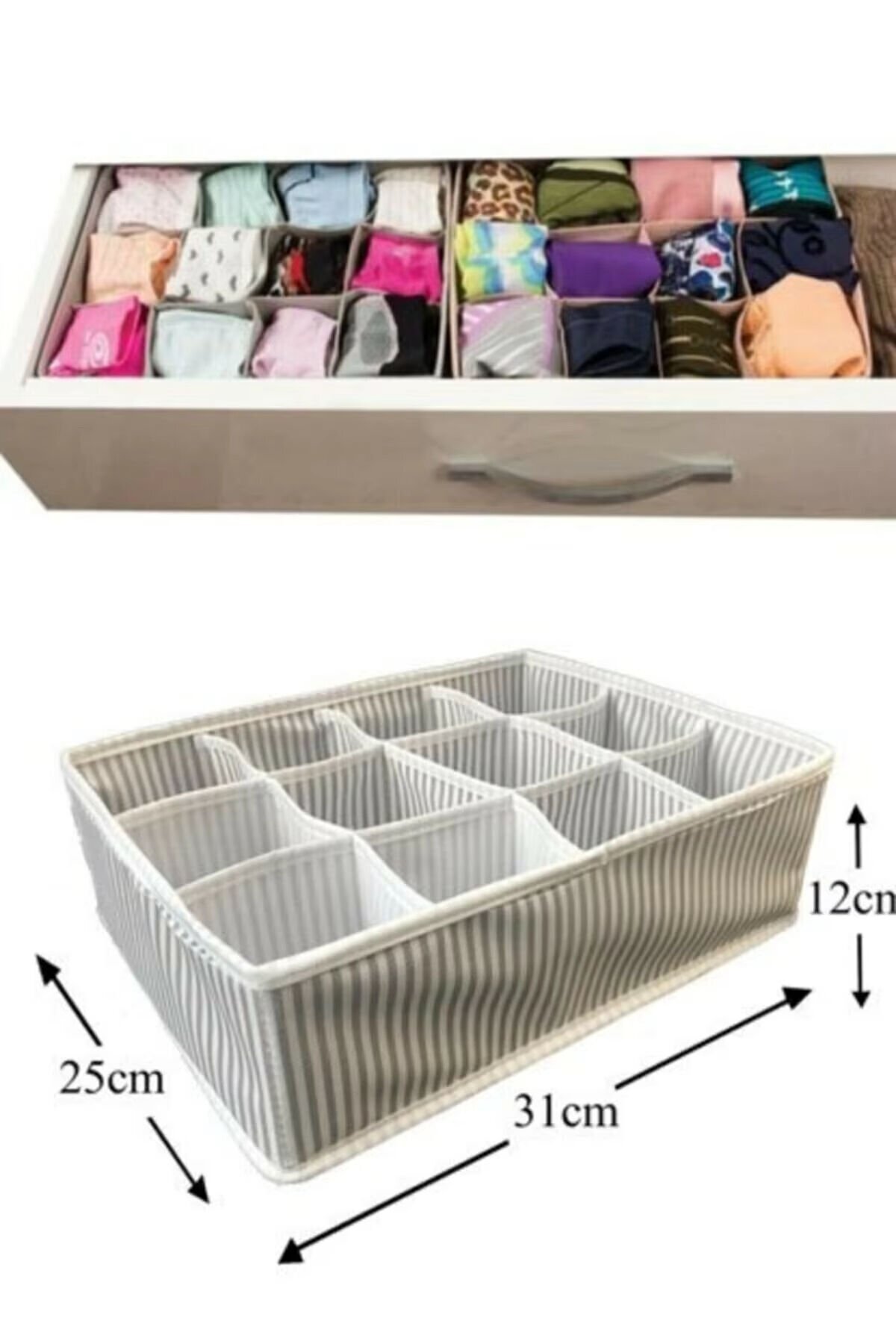 Mikasso 12 Bölmeli Pratik Bölmeli Çekmece Düzenleyici Organizer(İç Çamaşırı Kravat Çorap Düzenleyici) Belirt fotoğrafı 2 (önizleme)
