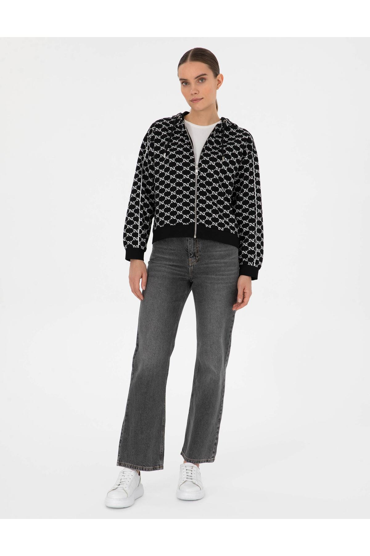 Pierre Cardin  Siyah Comfort Fit Fermuarlı Sweatshirt 50309116-VR046 - Görsel 4