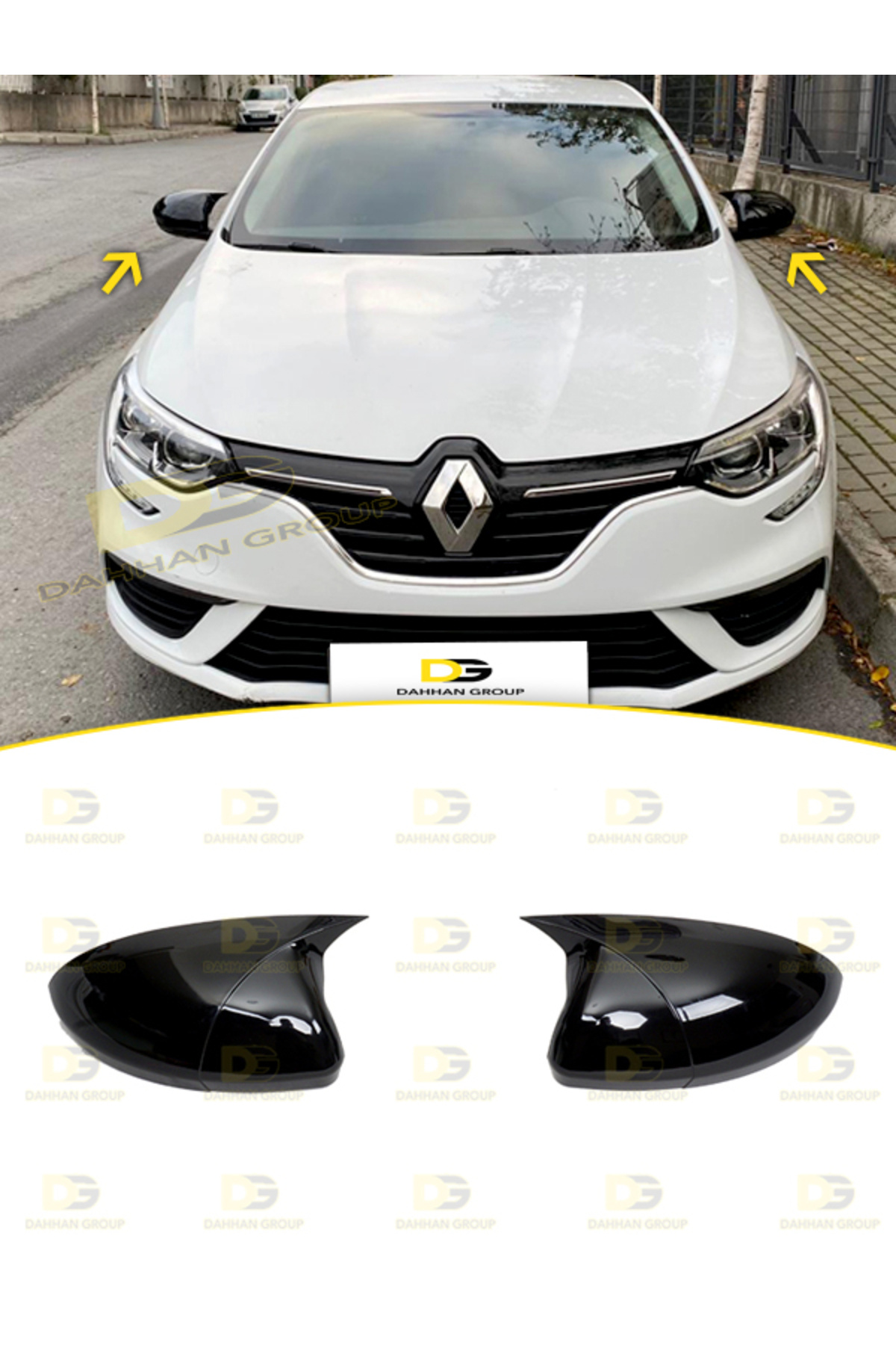DG Power Renault Megane 4 2016 ve Sonrası Batman Yarasa Ayna Kapağı Parlak Siyah Abs Plastik Seti Reno Ayna