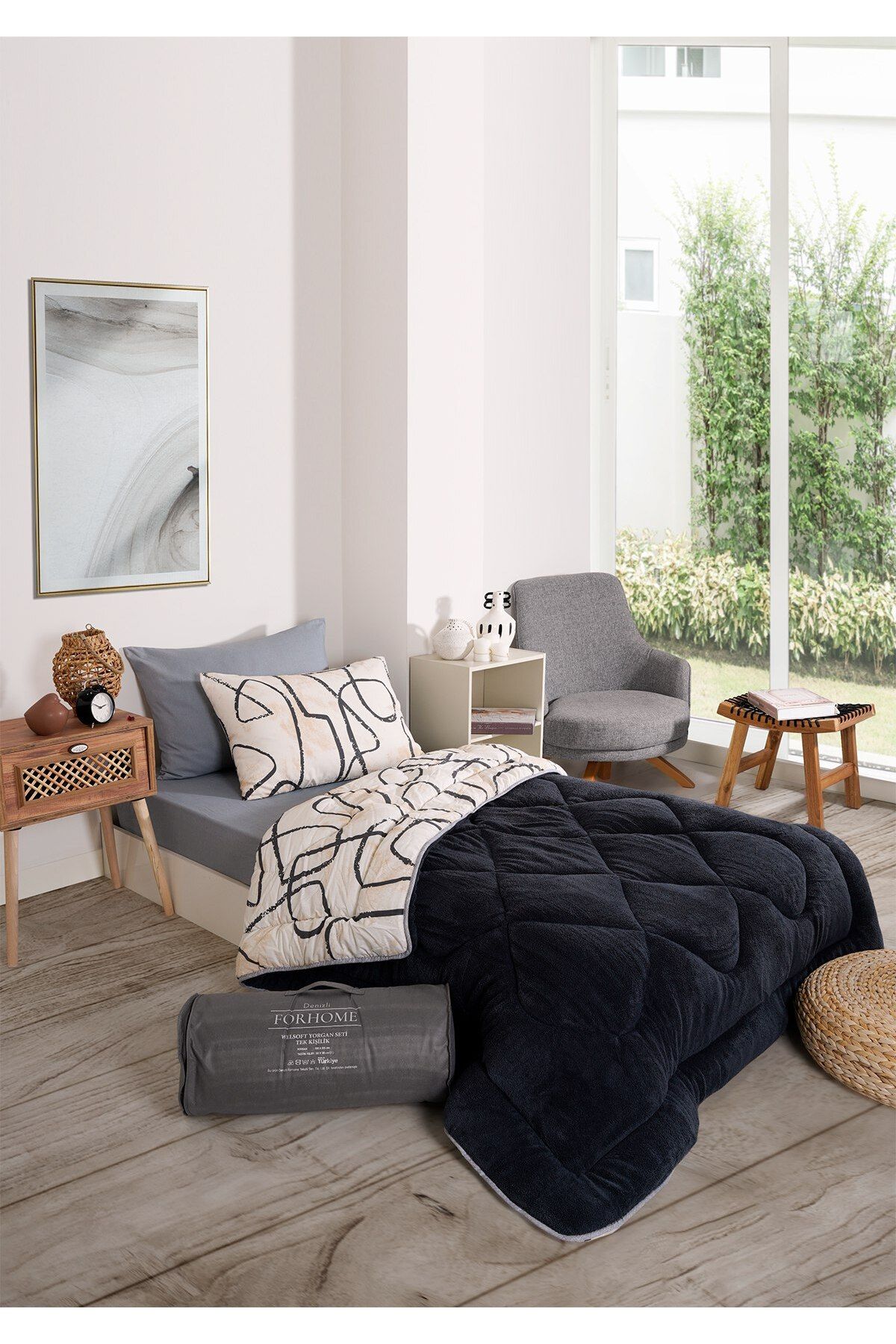 Sudemhome-Single Welsoft Sleeping Set – Double Sided Plush Quilt Fluffy Soft Fleece with Elastic Sheet 2