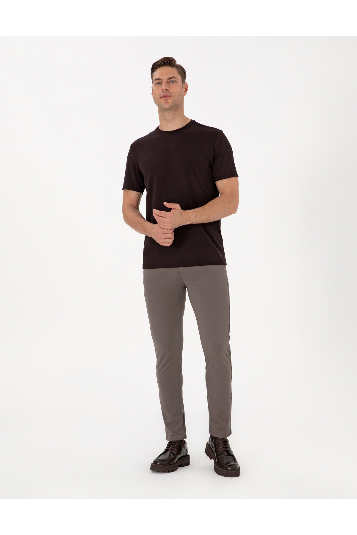 پیر کاردین Mink Slim Fit Elastic کمربند بند دار شلوار کانواس جوگر 50317281-VR052