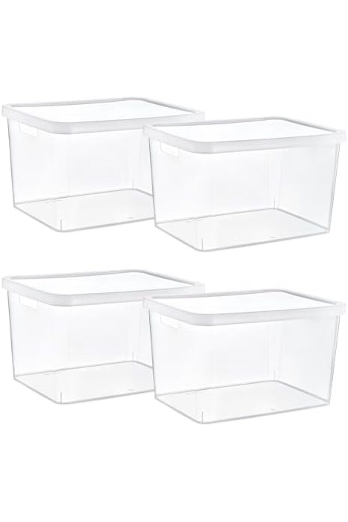 AC BOX-Set of 4 Stafi Multi-Purpose Box with Lid Transparent 18 Lt - Transparent, Multi-Purpose Box with Lid 3