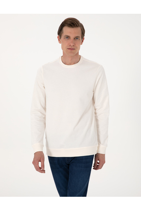 Pierre Cardin Ekru 2 İplik Regular Fit Bisiklet Yaka Basic Sweatshirt 5031405...