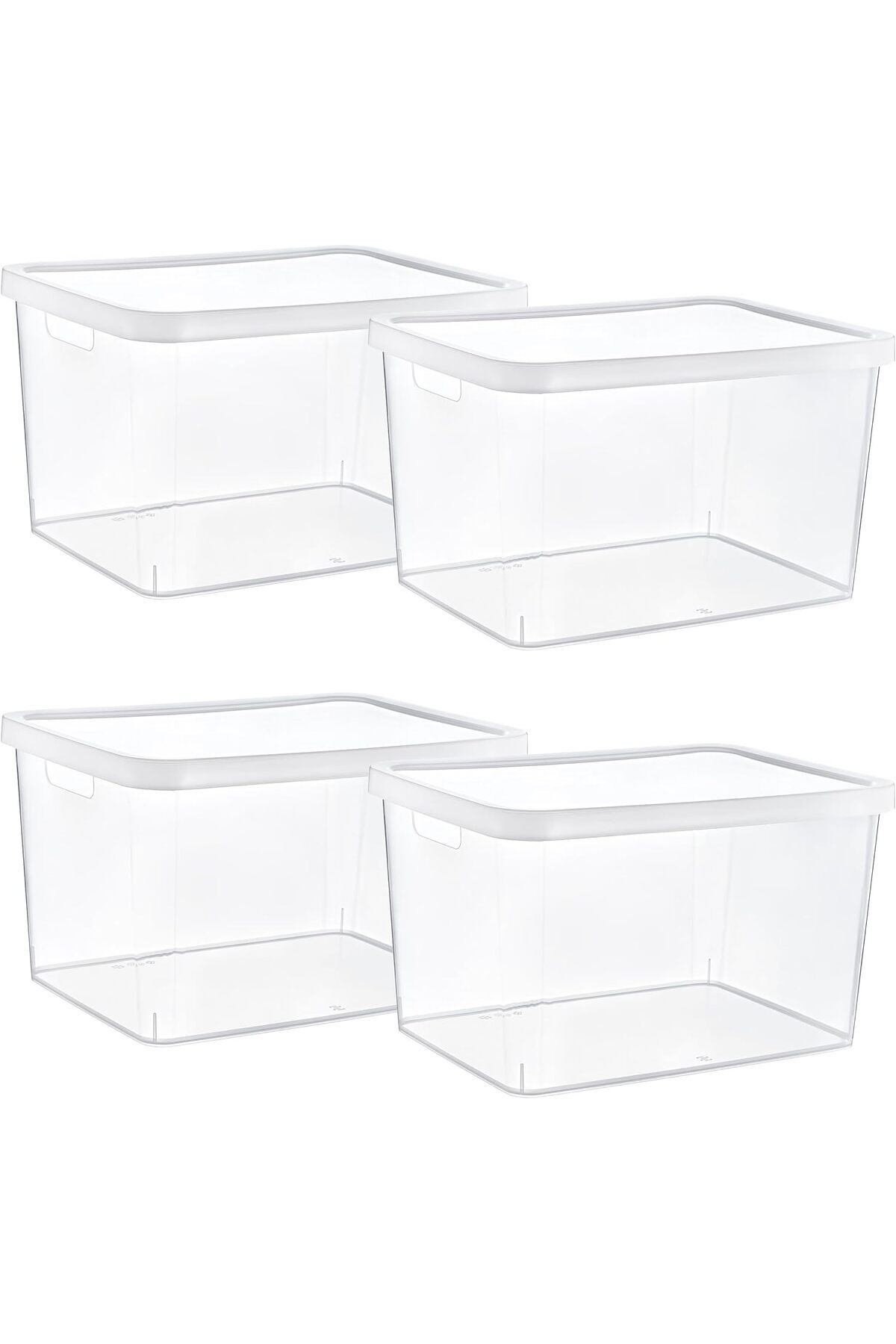 AC BOX-Set of 4 Stafi Multi-Purpose Box with Lid Transparent 18 Lt - Transparent, Multi-Purpose Box with Lid 1