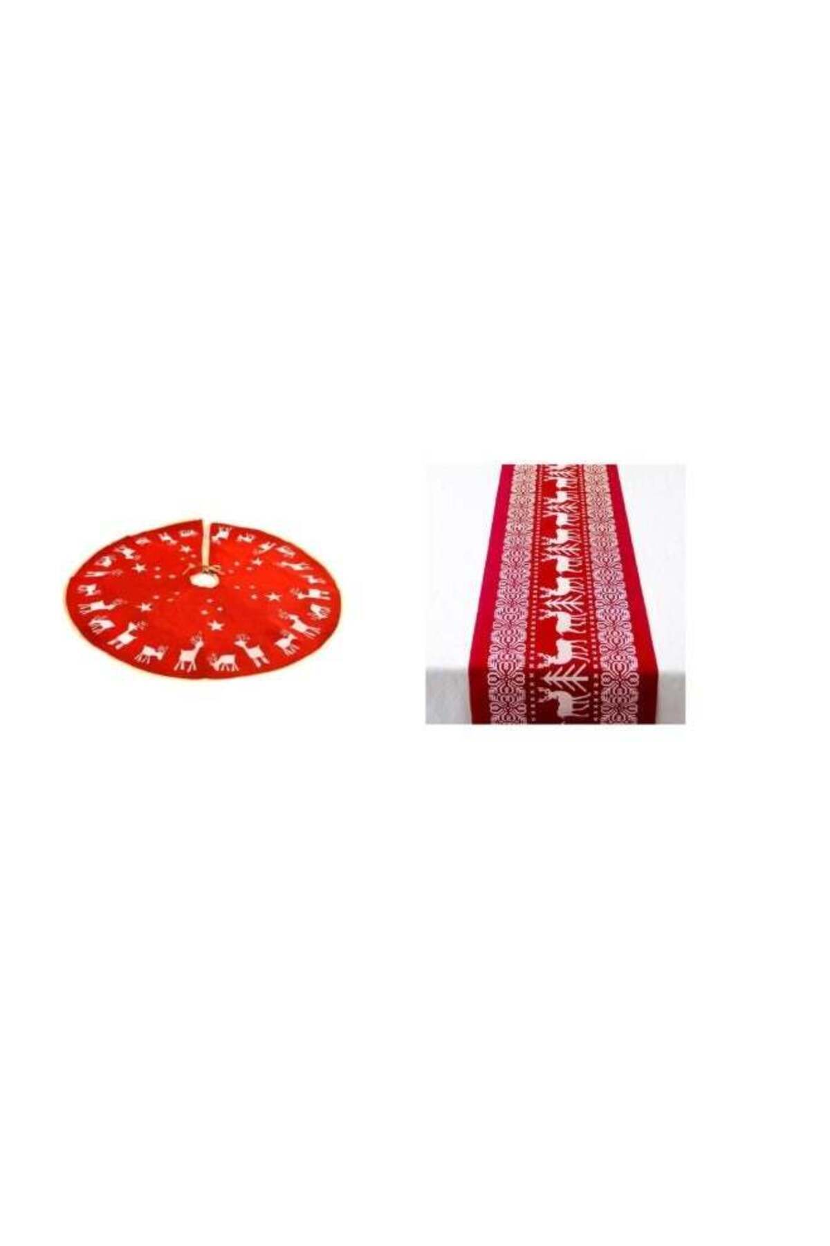 Generic-ACLIX 2 in 1 Beautiful Tree And Elk Printed Table Runner With 90 Cm Tree Skirt 1