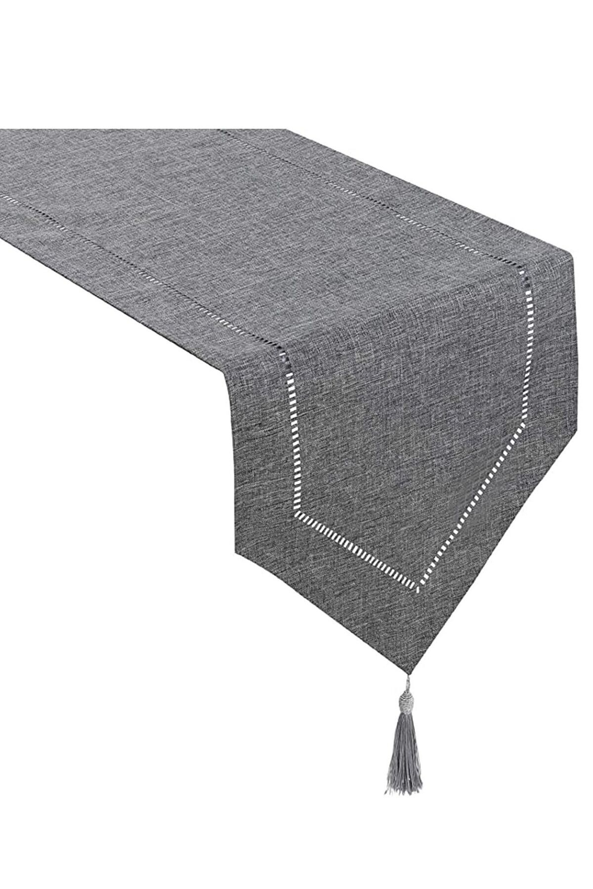 Generic-KASTWAVE Decorative Linen Table Runner with Tassels Tabletop Collection Table Runners for Everyday 1