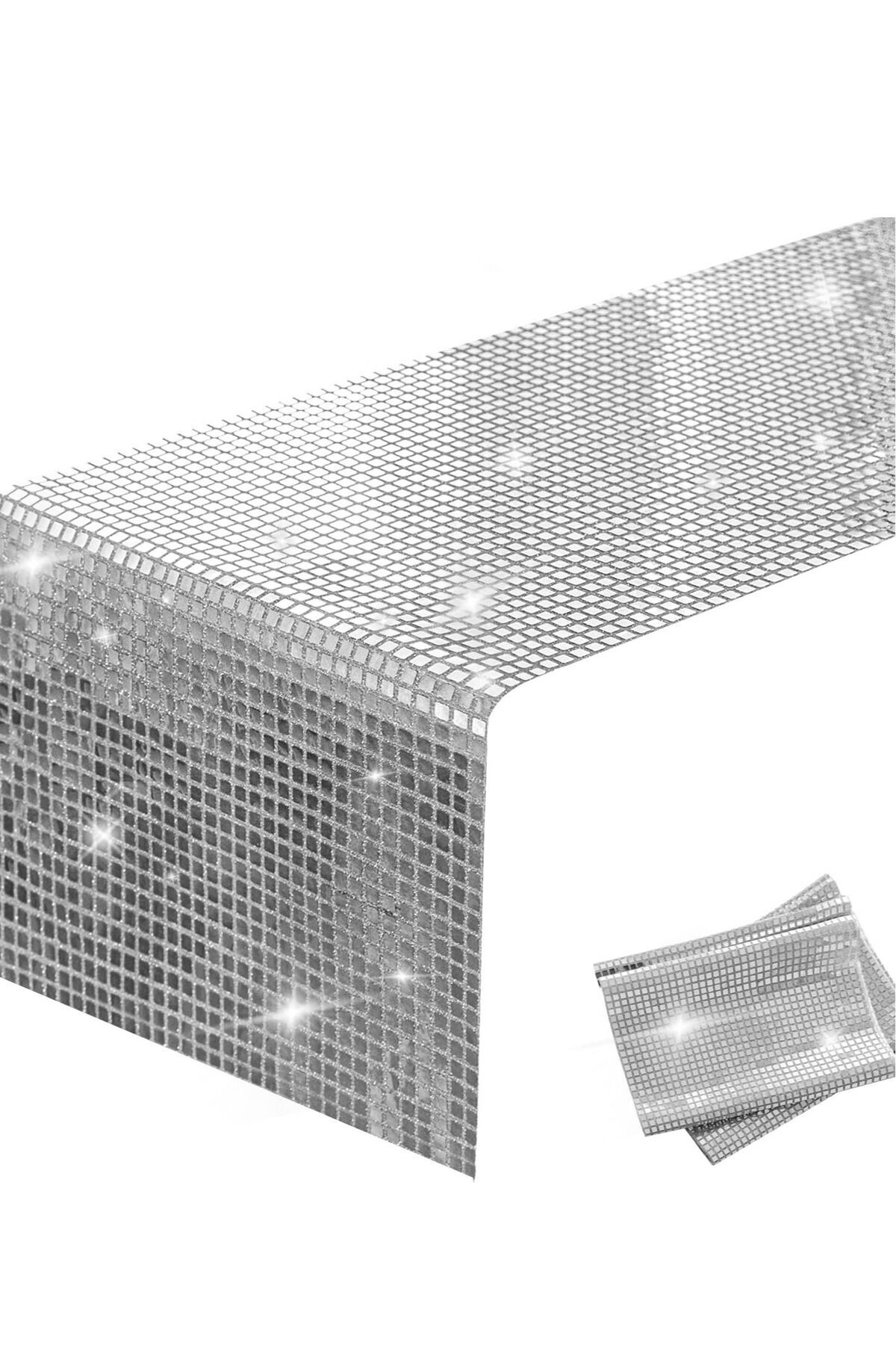 Generic-SYOSI Sequin Table Runners Glitter Silver 13 x 72 inch Table Runner- Shimmering Runner for Table E 1