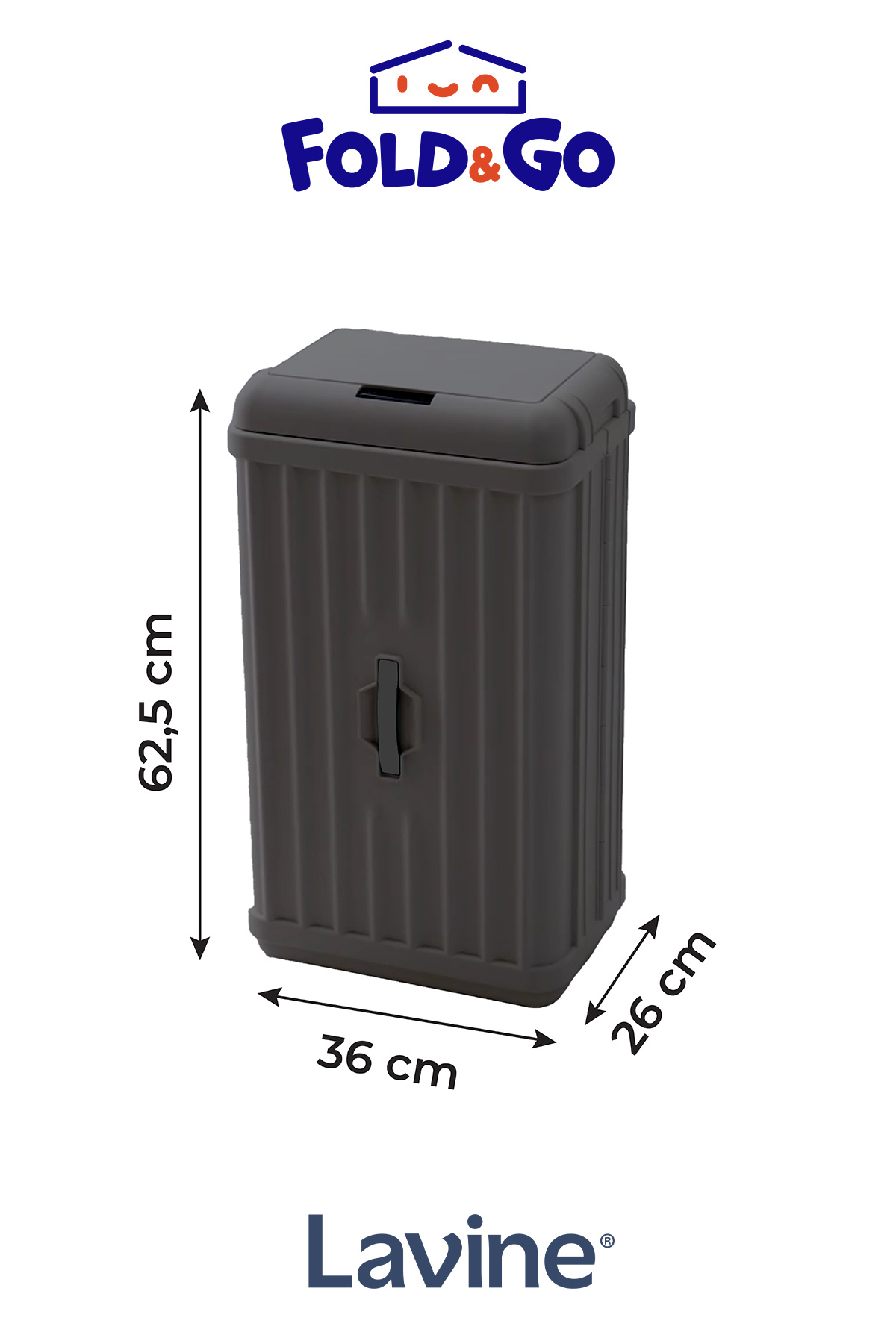 FORSACE-50 Lt Sensor Trash Can Portable Foldable Large Size Premium Antiracite 2