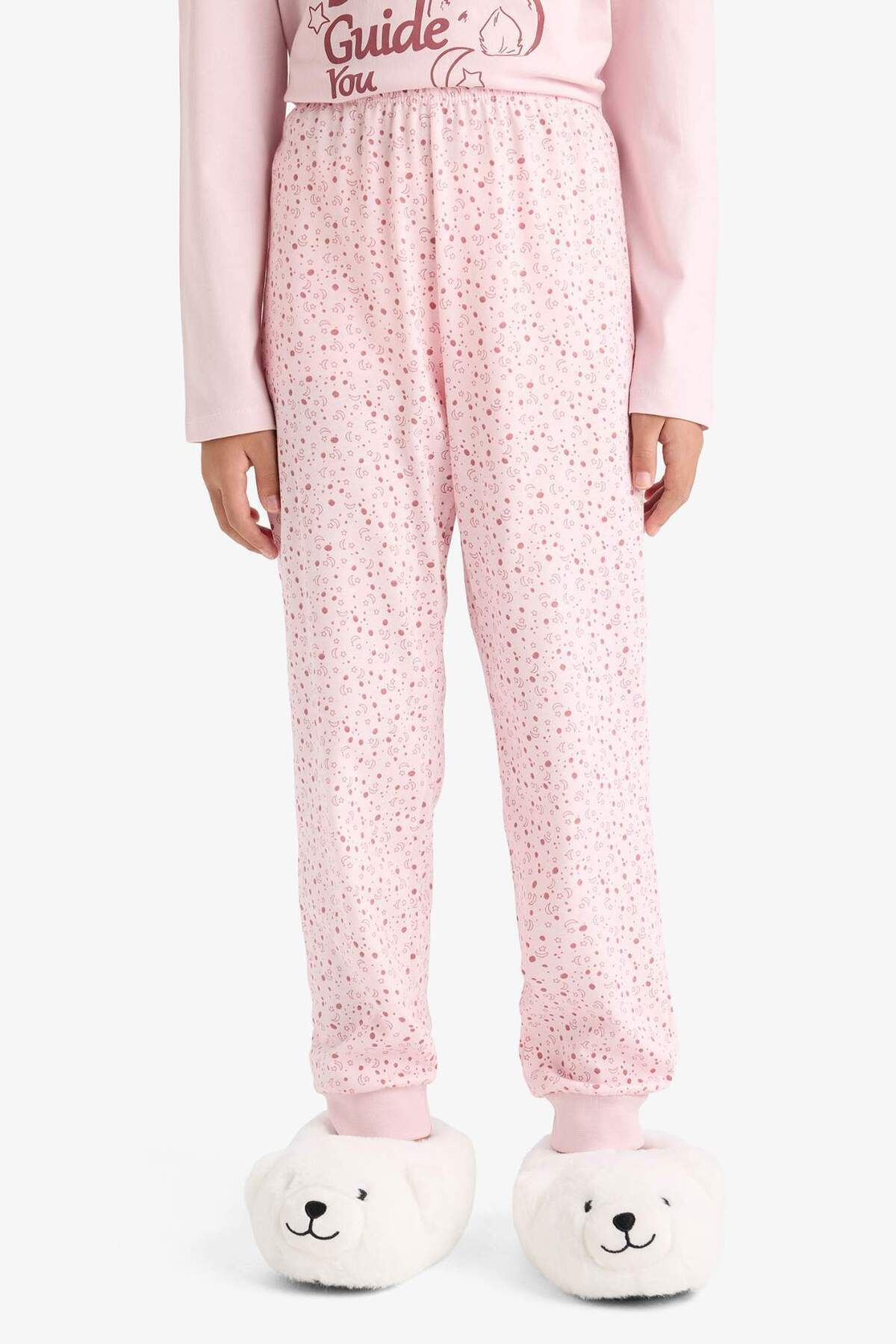 DeFacto-Girls' Regular Fit 2-Piece Pajamas Set Printed Long Sleeve Top Patterned Long Bottom F6215A825Wn 7