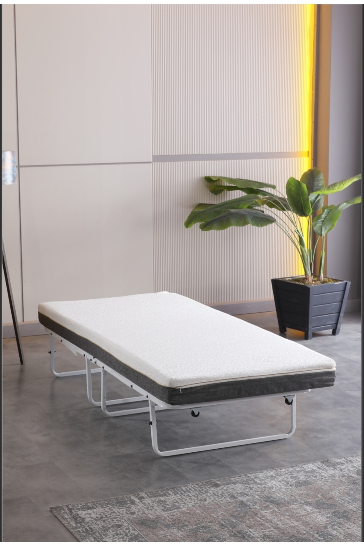 Limni Home LİMNİHOME Devon Metal Katlanır Karyola + yatak