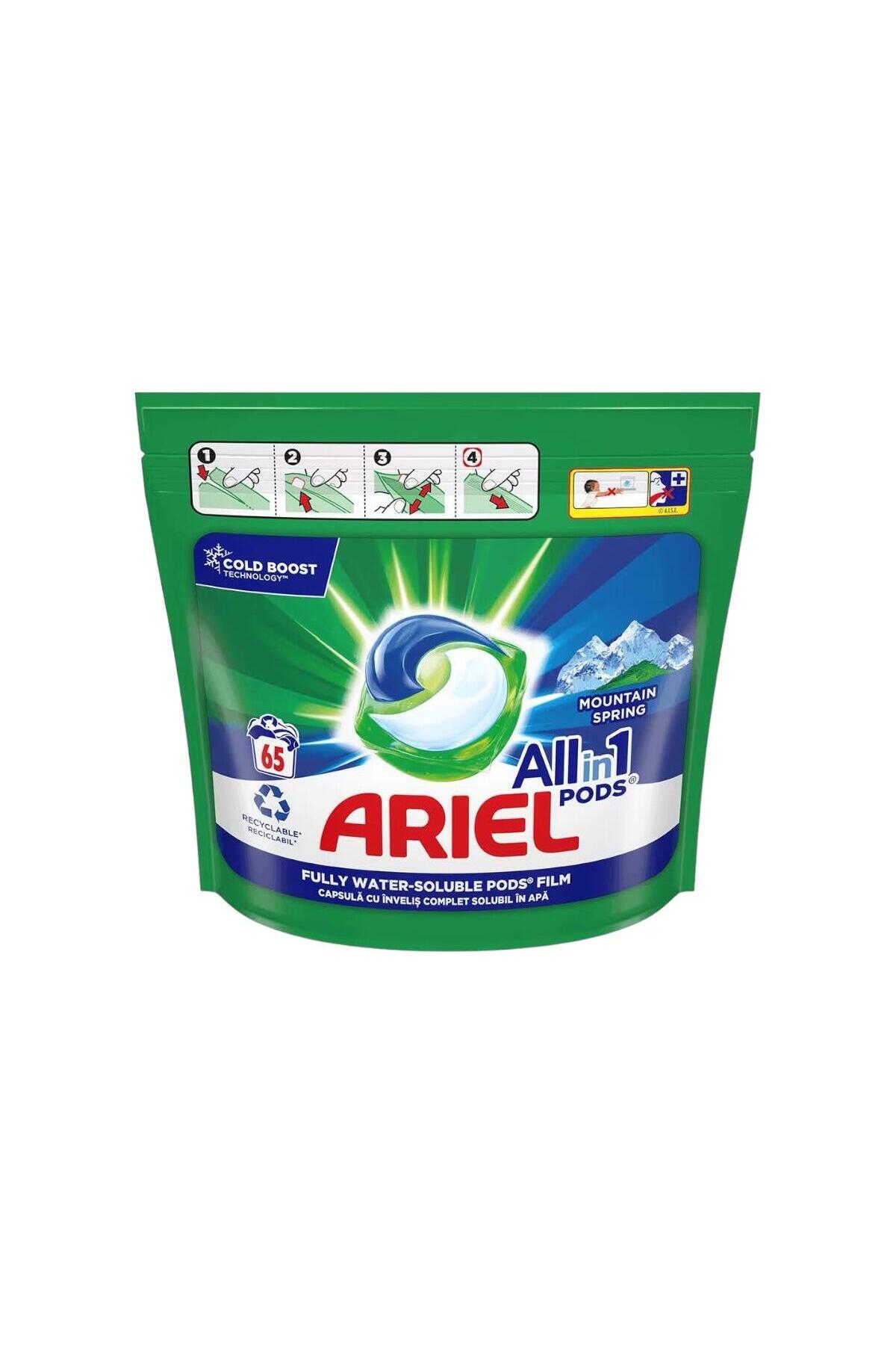 Ariel Detergent de rufe capsule All in One PODS Mountain Spring, 65 spalari