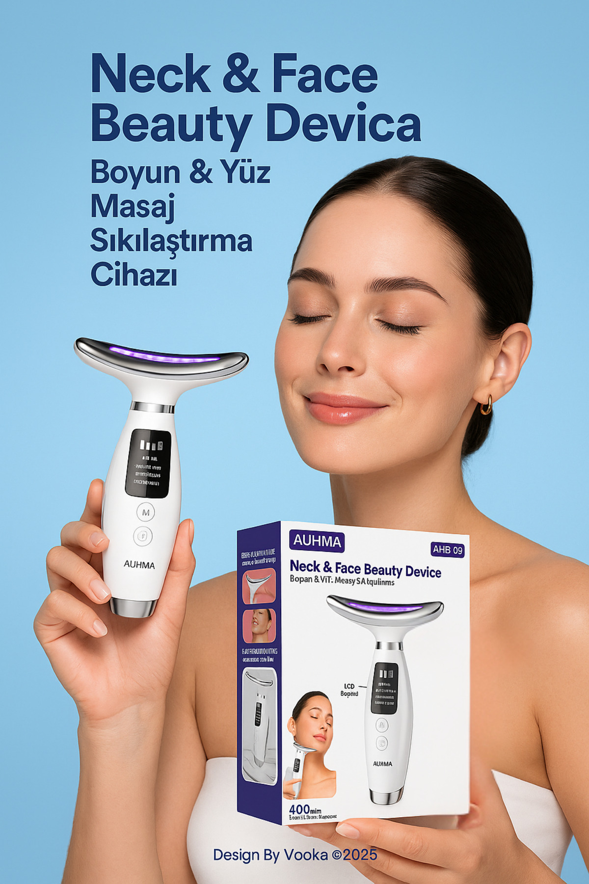 MO DOU Boyun ve Yüz Masaj Sıkılaştırma Cihazı – 7 Renk LED Işık Masajı , Cilt Yenileme ve Sıkılaştır