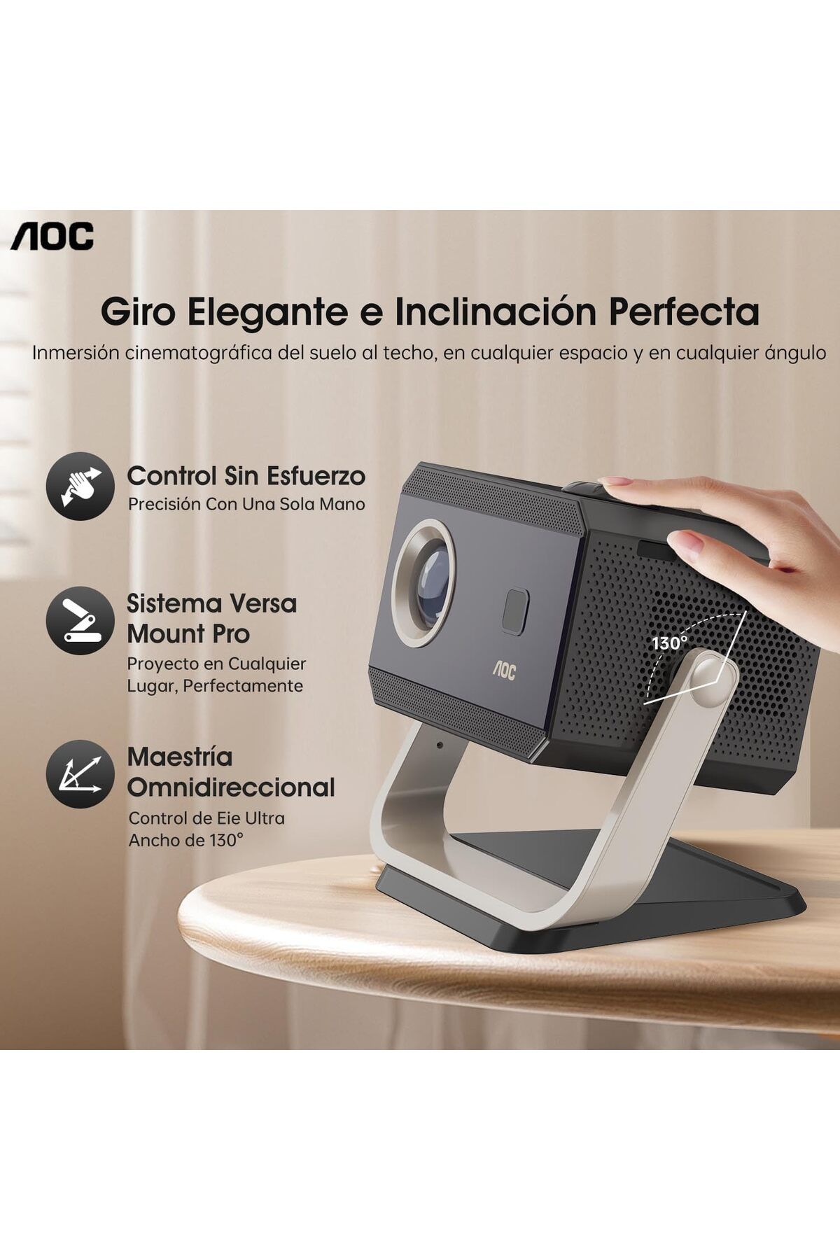 Aoc-Portable Projector Full HD 4K/1080P, Autofocus/Auto Keystone Correction, WiFi6 and Bluetooth 7