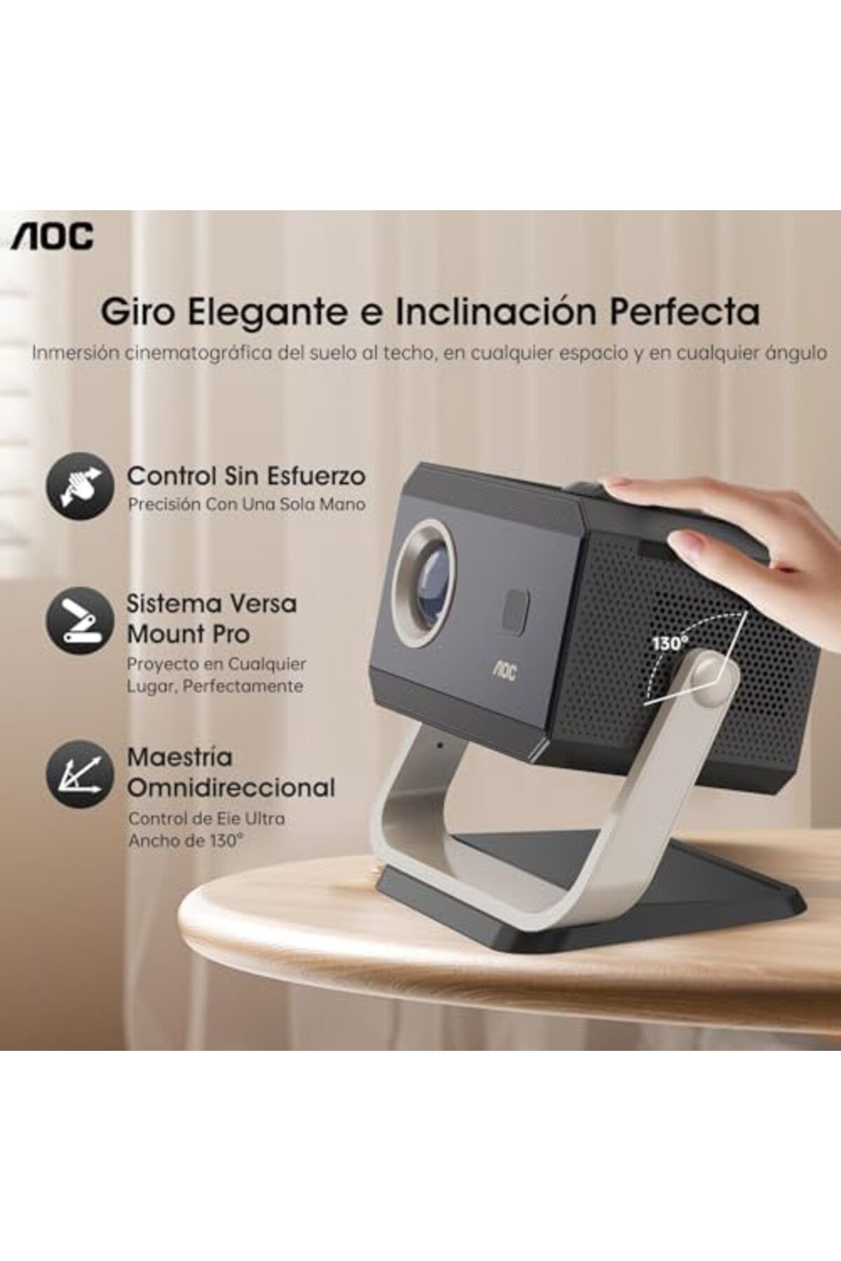 Aoc-Portable Projector Full HD 4K/1080P, Autofocus/Auto Keystone Correction, WiFi6 and Bluetooth 8