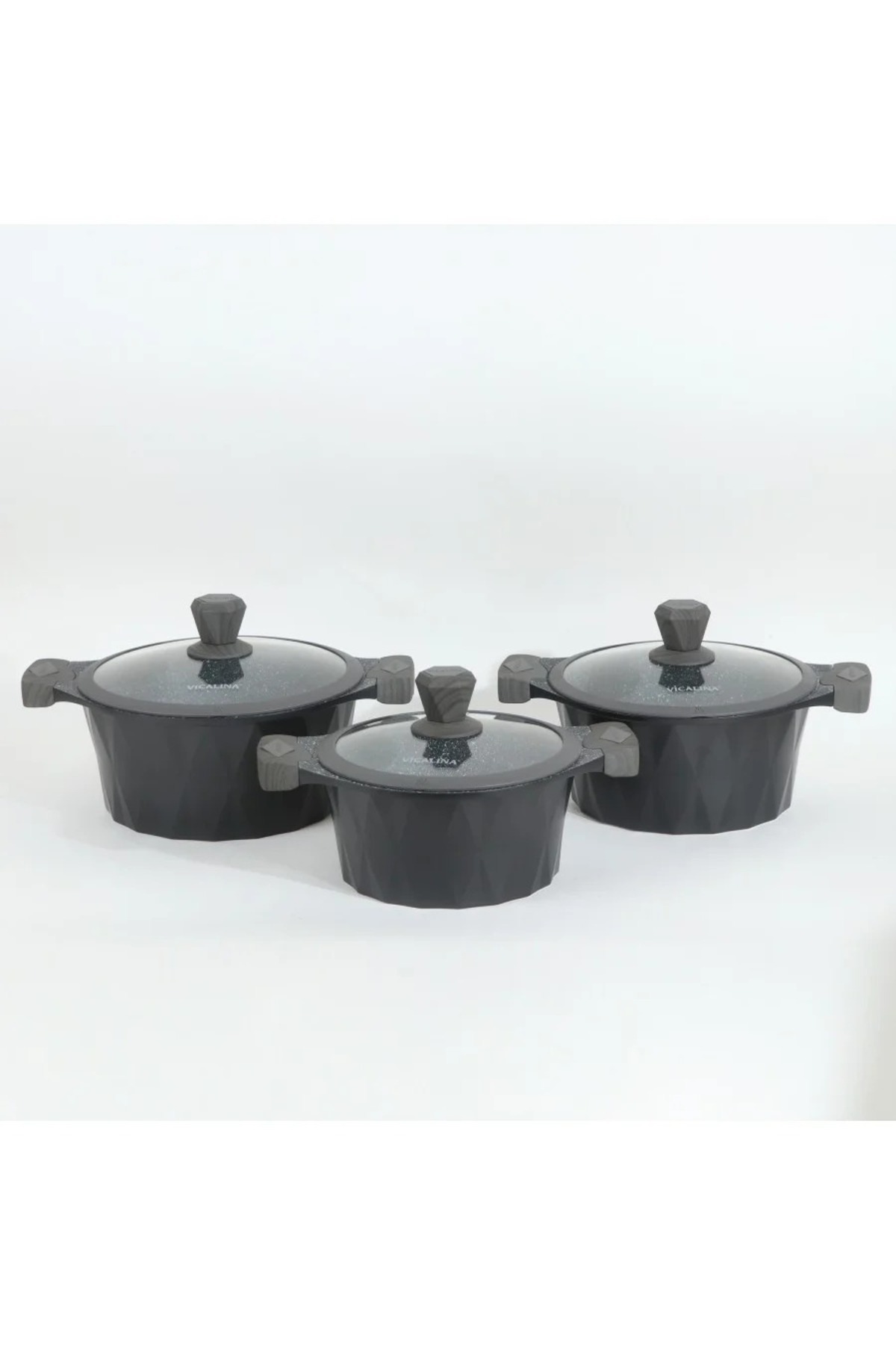 rexa-Granite cookware set with a distinctive design, black color - 6 pieces - 2SS1-A01-013 1