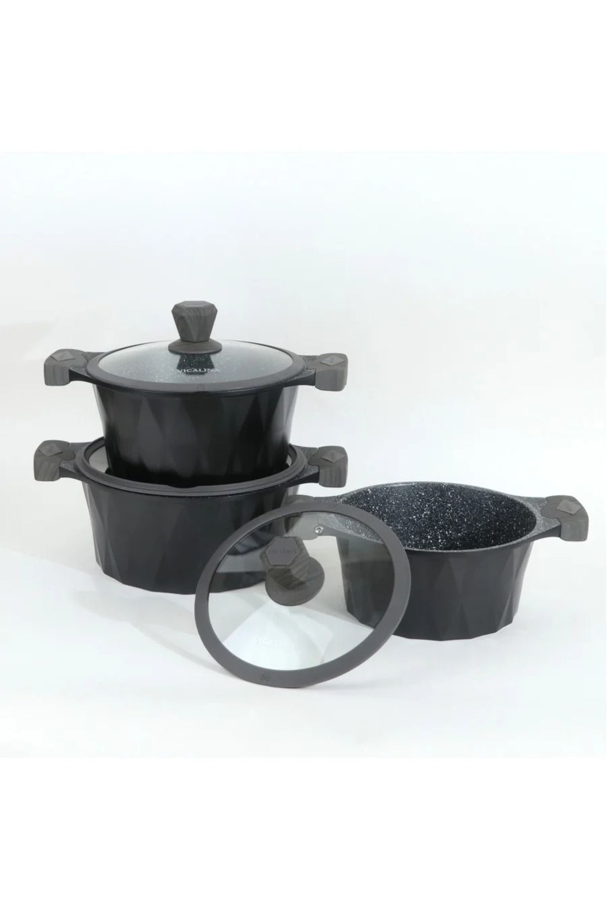 rexa-Granite cookware set with a distinctive design, black color - 10 pieces - 2SS1-A01-015 4