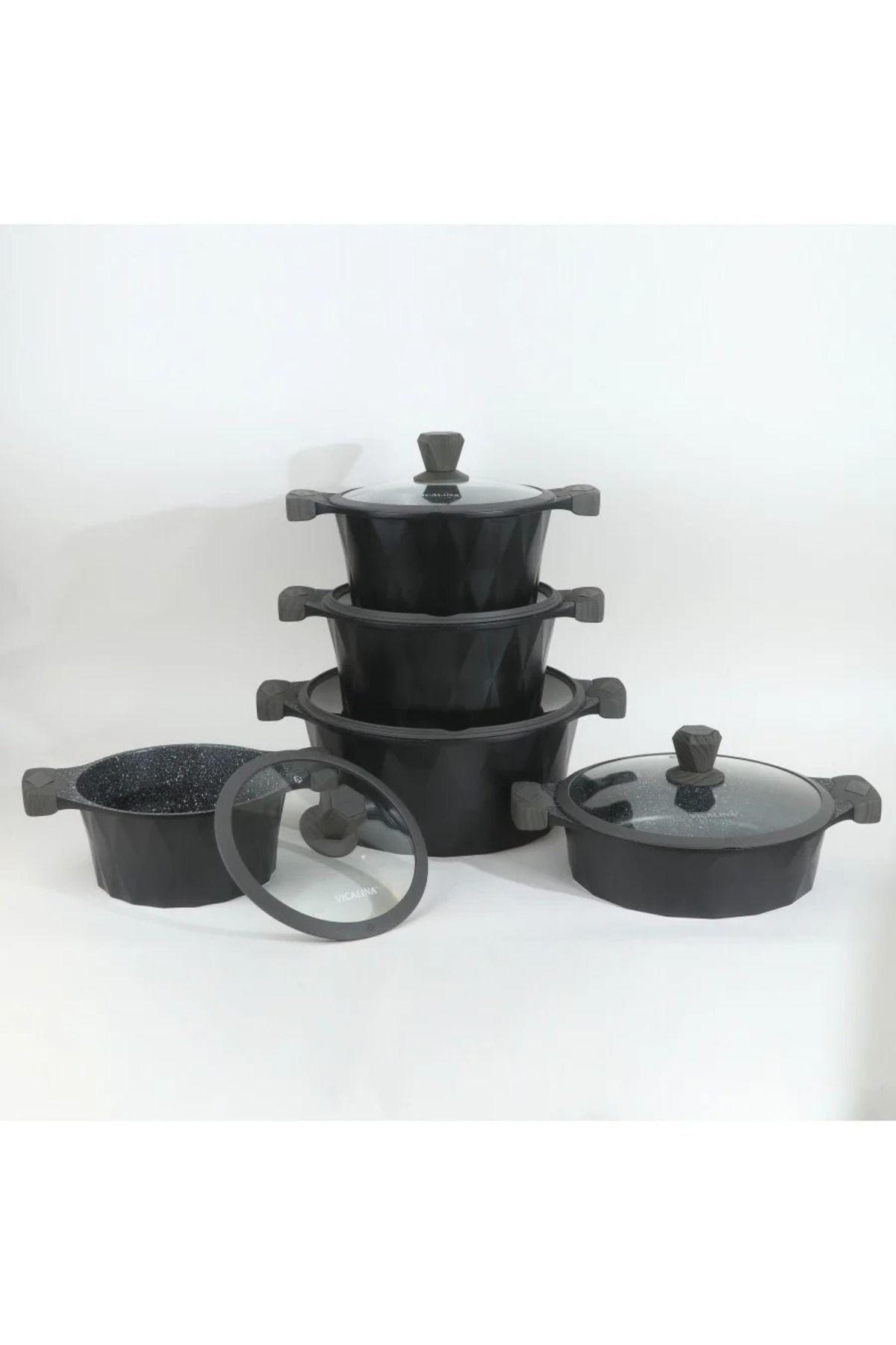 rexa-Granite cookware set with a distinctive design, black color - 10 pieces - 2SS1-A01-015 3