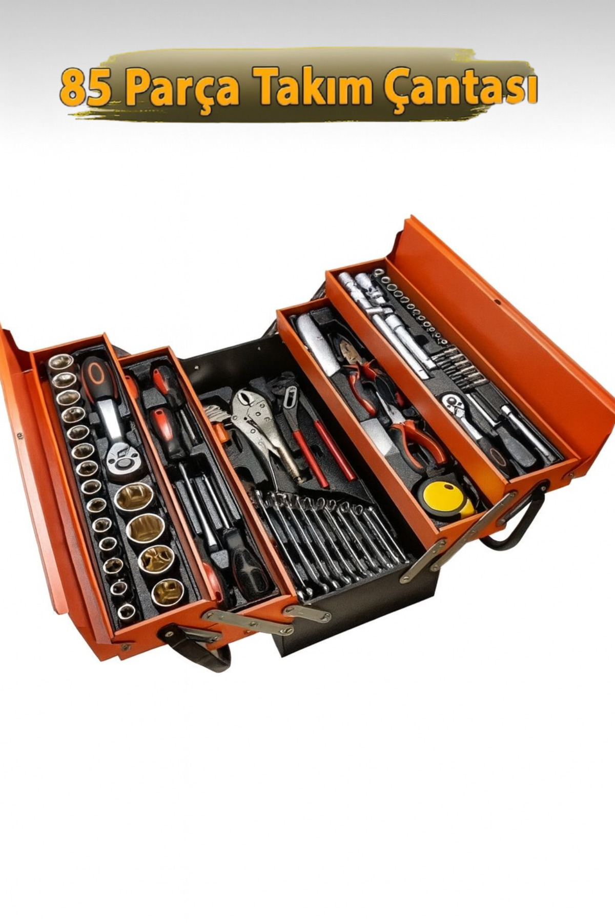 chrome 5 Gözlü Metal Takım Anahtar Lokma 85 Parça Takım Çantası