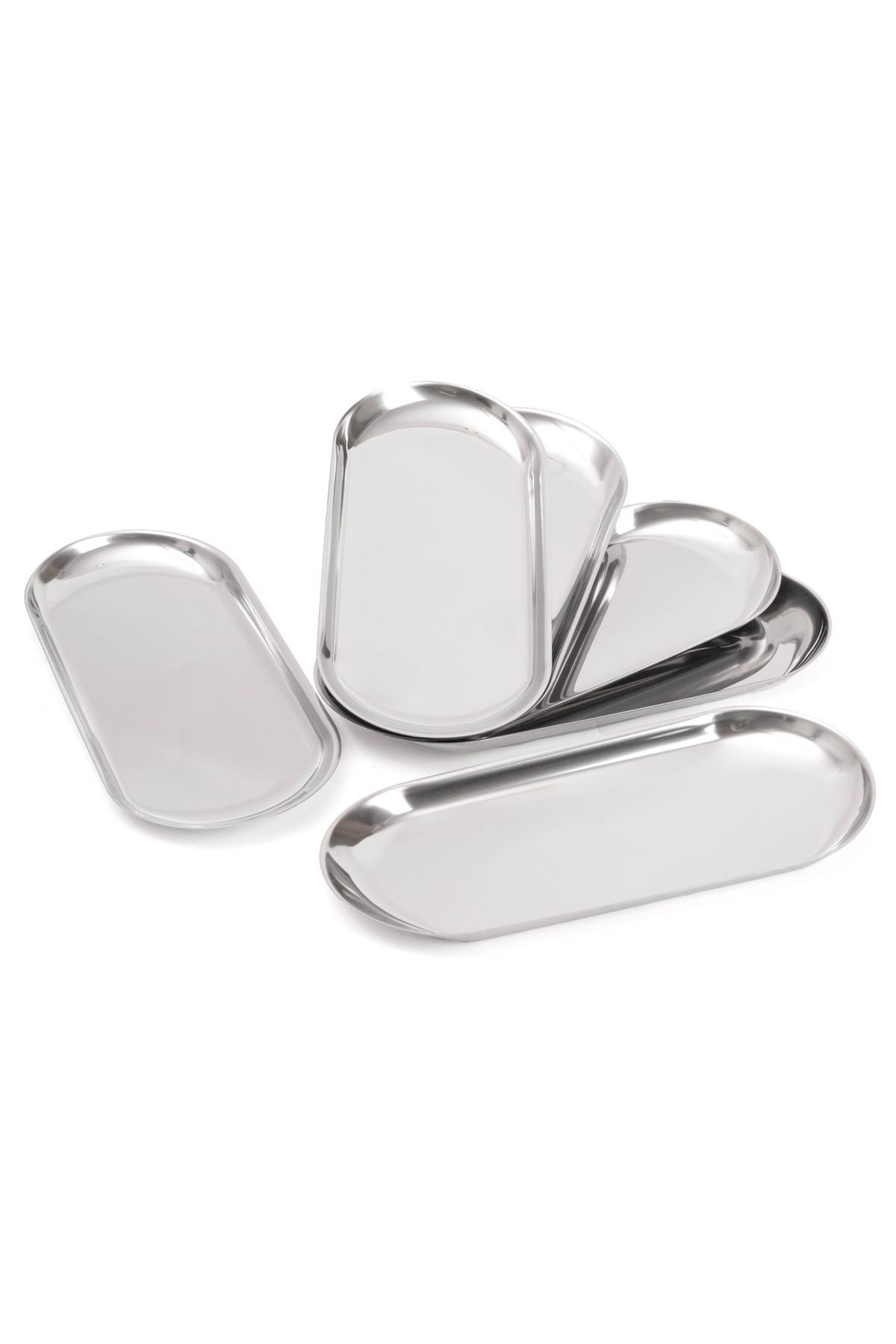NEWTREND Züccaciye (23 cm) 6-Piece Large Boat Oval Silver Stainless Steel Sna...