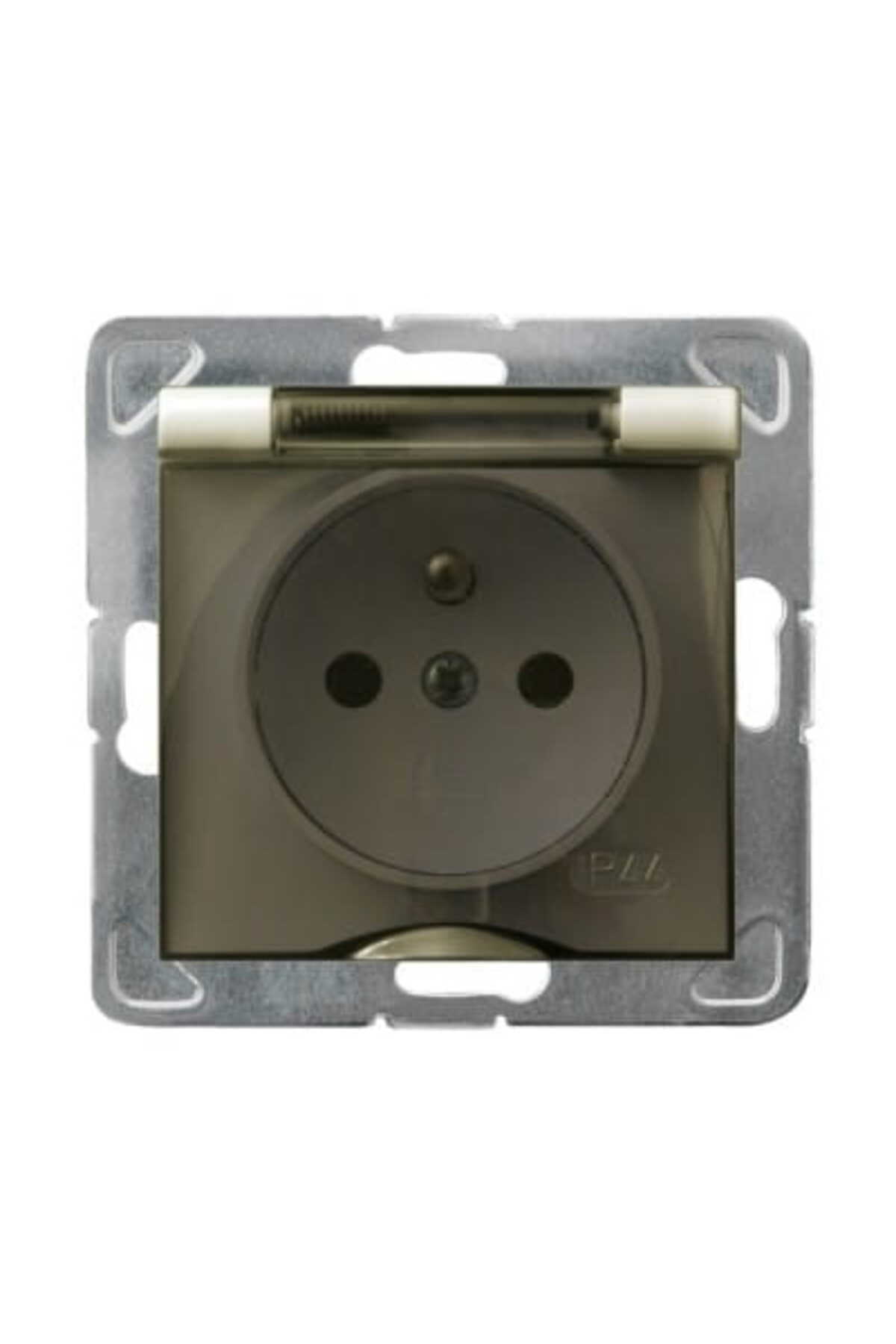 OSPEL-Impresja ecru p/t single socket with grounding 2P+Z IP44 smoke flap without frame 3