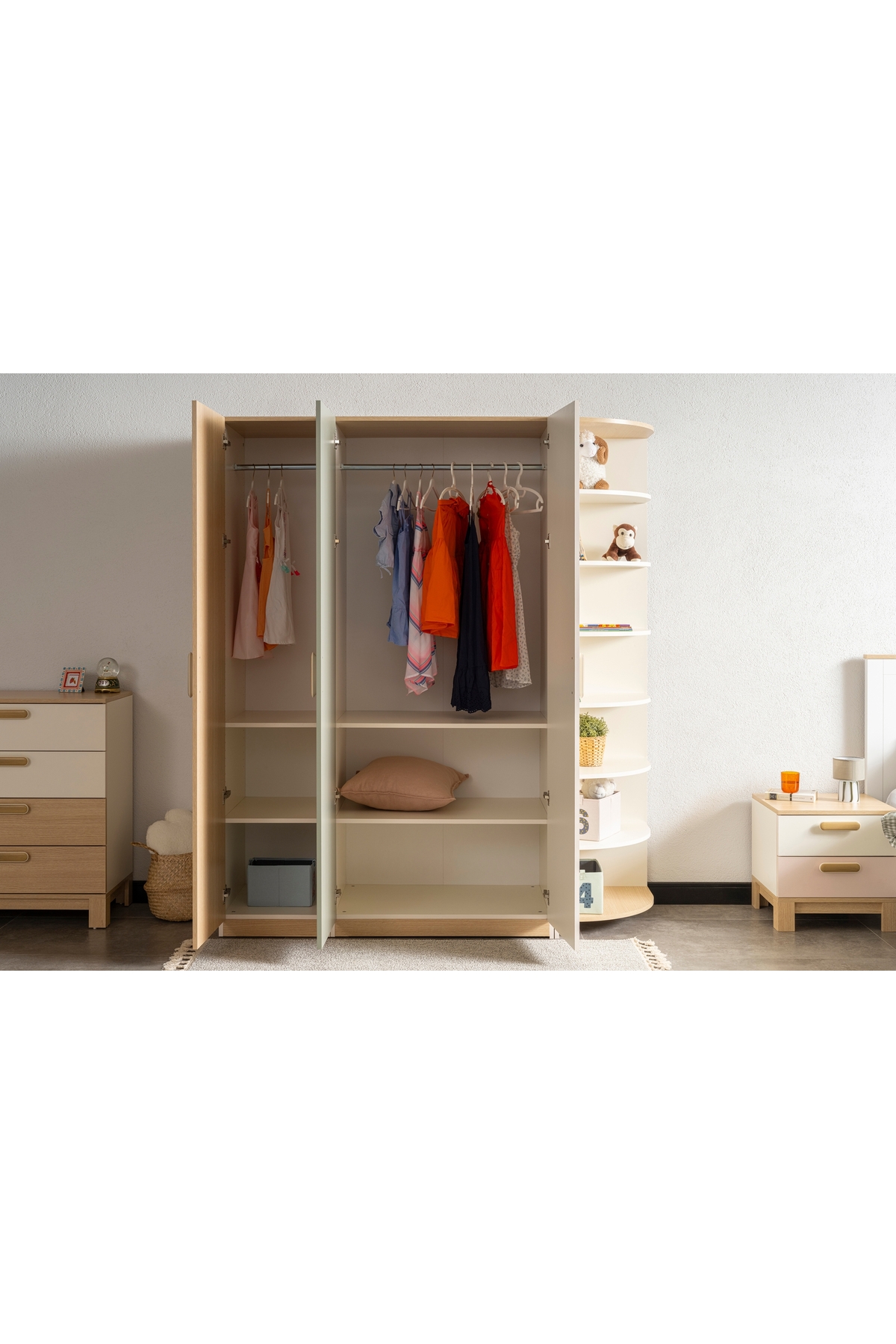 Vivense MOKİDO KİTAPLIKLI GARDIROP, 3 KAPAKLI fotoğrafı 4 (önizleme)