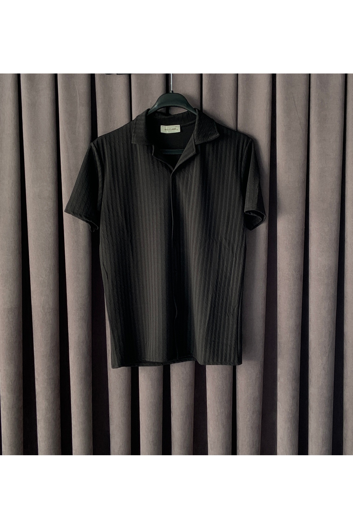 zaos fashion Erkek kısa kollu modern fitilli gömlek